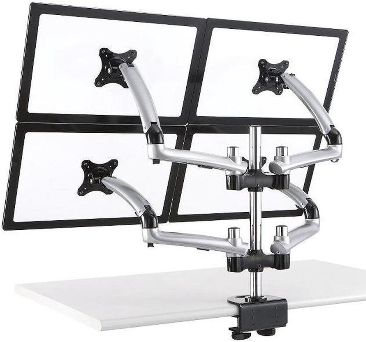 Cotytech Four Monitor Desk Mount Spring Arm Clamp Base - Silver