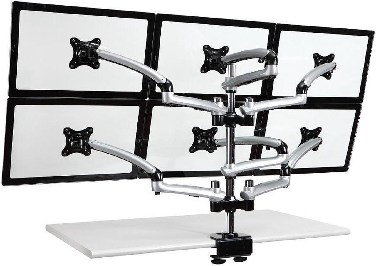 Cotytech Six Monitor Desk Mount Spring Arm Clamp Base - Silver