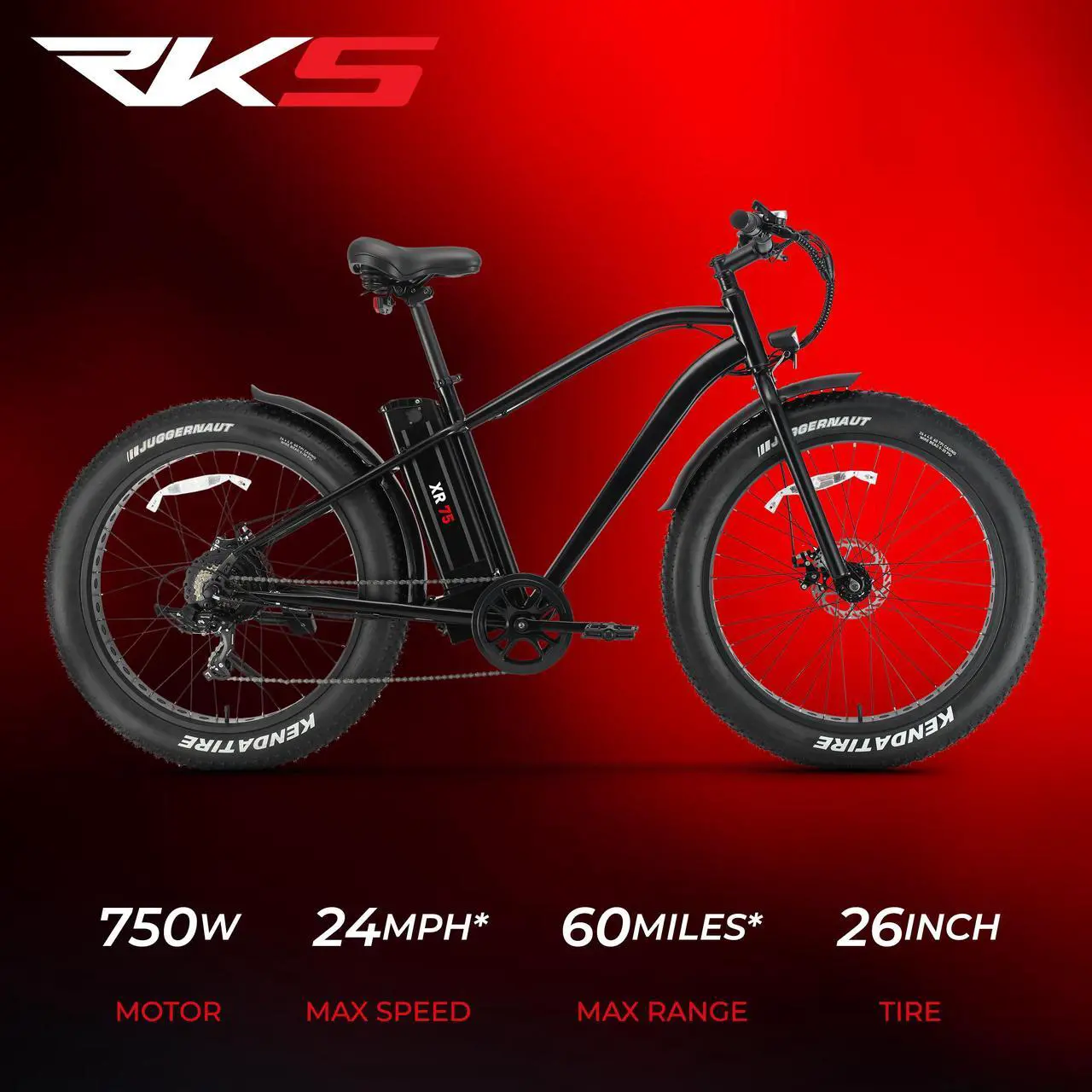 Alt view image 2 of 7 - RKS Electric Bike for Adults with 700Wh Removable Battery, 24MPH Commuting Electric Mountain Bike with 750W Brushless Motor, 7-Speed, 26" Tires