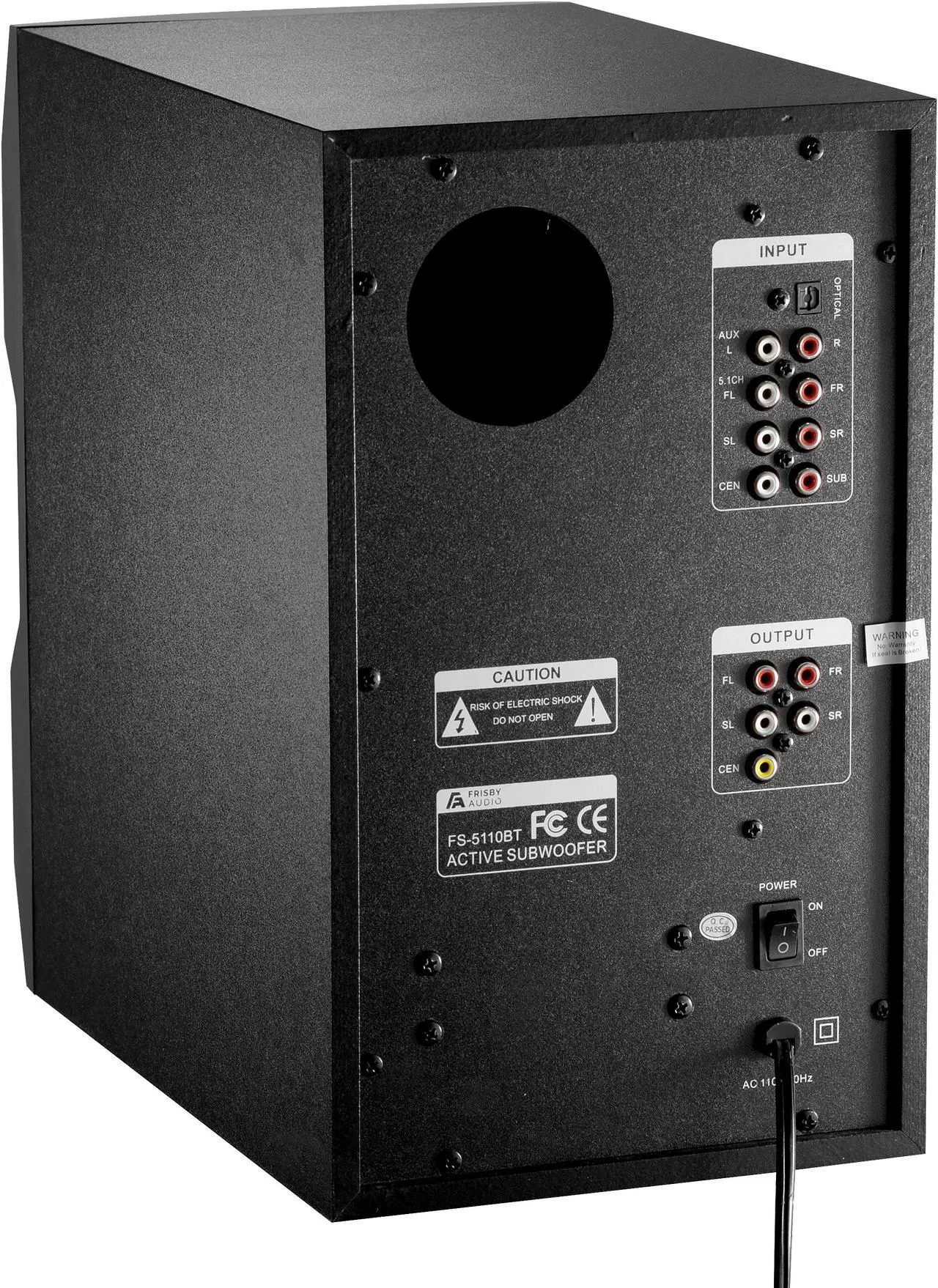 Alt view image 3 of 6 - Frisby Audio 125 Watt Home Theater 5.1 Surround Sound Speaker System with Subwoofer, Bluetooth Wireless Streaming from Devices & Media Reader, RGB LED Pulse Lighting, Digital Optical Input  Black