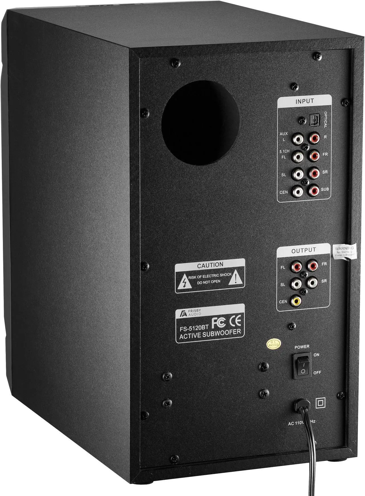 Alt view image 3 of 7 - Frisby Audio 125 Watt Home Theater 5.1 Surround Sound Speaker System with Subwoofer, Bluetooth Wireless Streaming from Devices & Media Reader, RGB LED Pulse Lighting, Digital Optical Input – Black