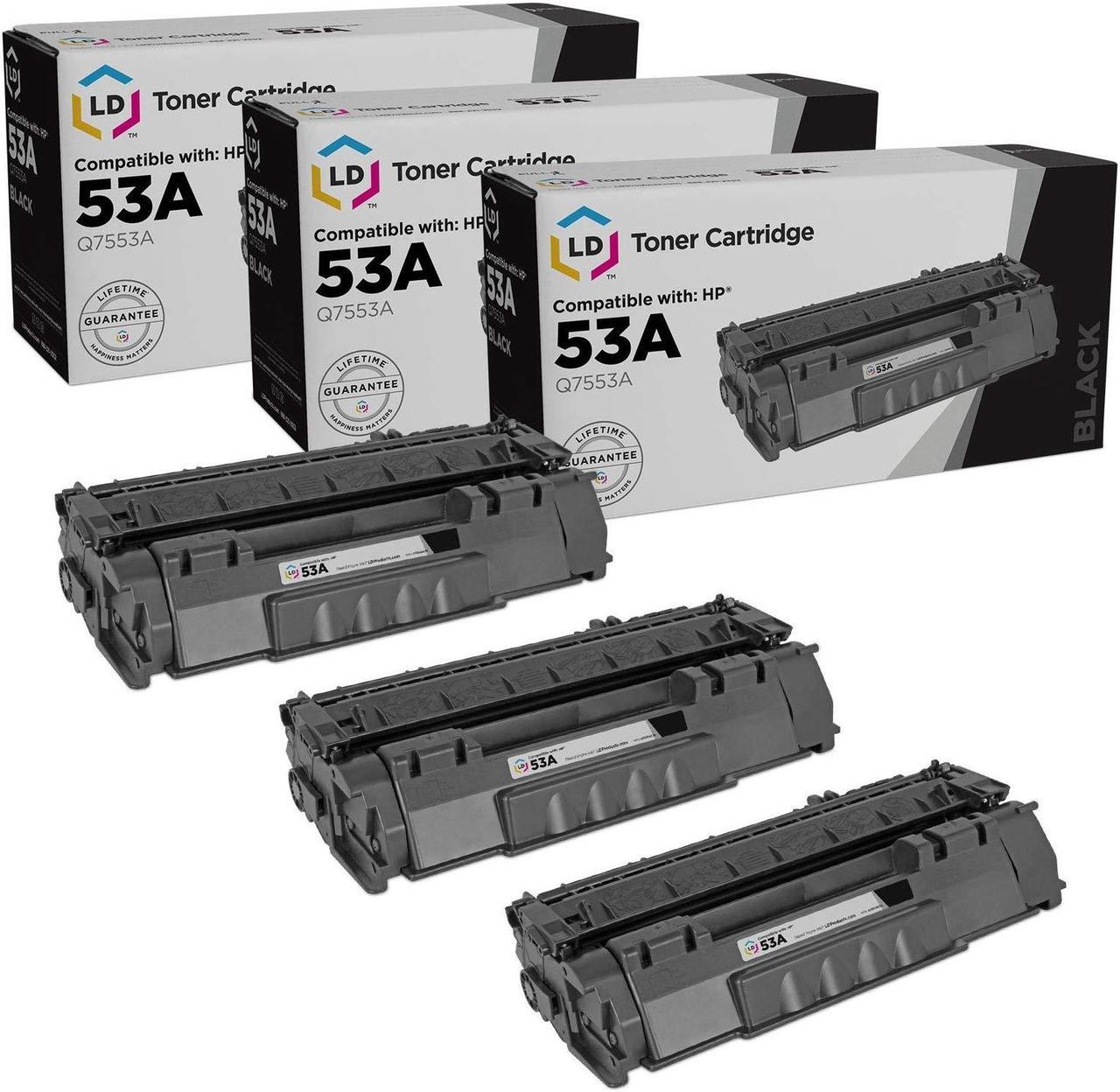 Main image of LD Products Compatible Toner Cartridge Replacement for HP 53A Q7553A (Black, 3-Pack) for use in HP Printer LaserJet P2015, P2015d, P2015dn, P2015x, M2727 MFP, M2727nf MFP, & M2727nfs MFP