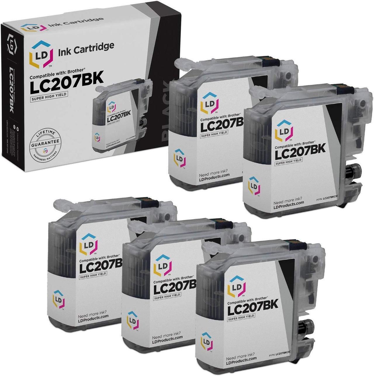 Main image of LD Products Compatible Ink Cartridge Replacement for Brother LC207BK Super High Yield (Black, 5-Pack)
