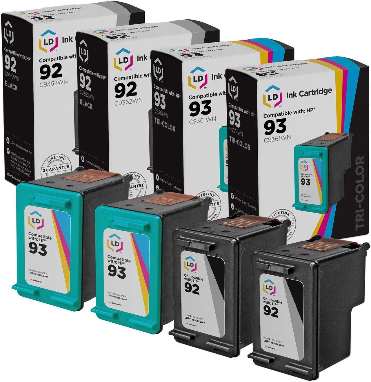 Main image of LD Products Remanufactured Ink Cartridge Replacements for HP 92 & HP 93 (2 Black, 2 Color, 4Pk)