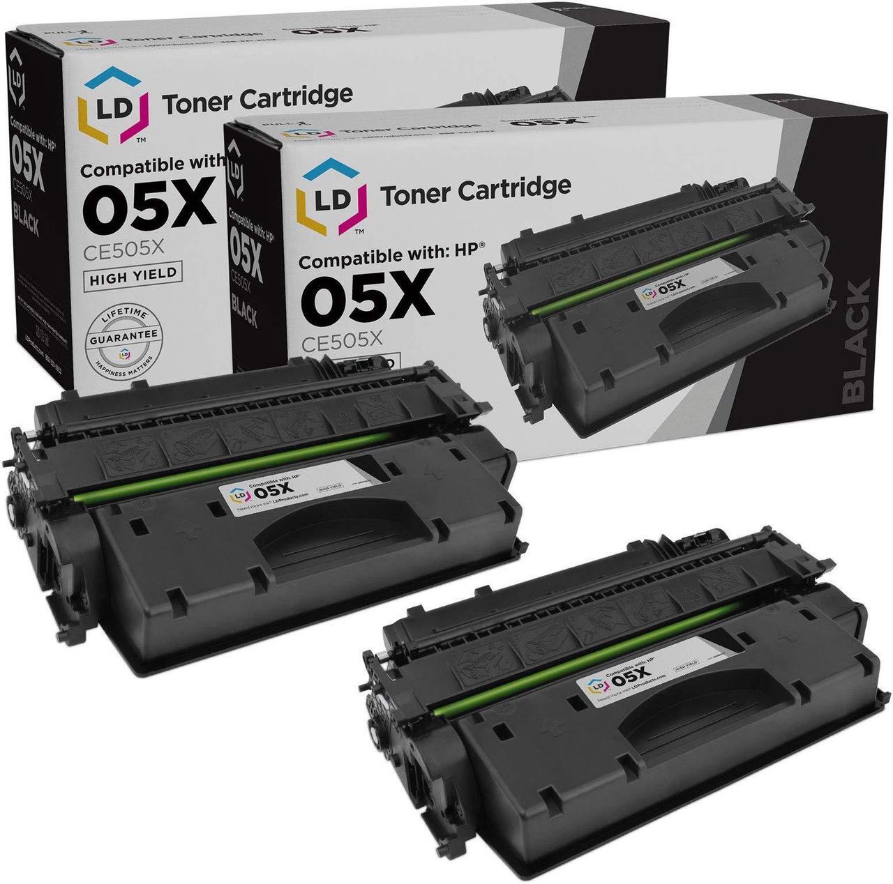 Main image of LD Products Compatible Toner Cartridge Replacements for HP 05X CE505X High Yield (Black, 2-Pack) for use in LaserJet P2055d, P2055dn, P2055X