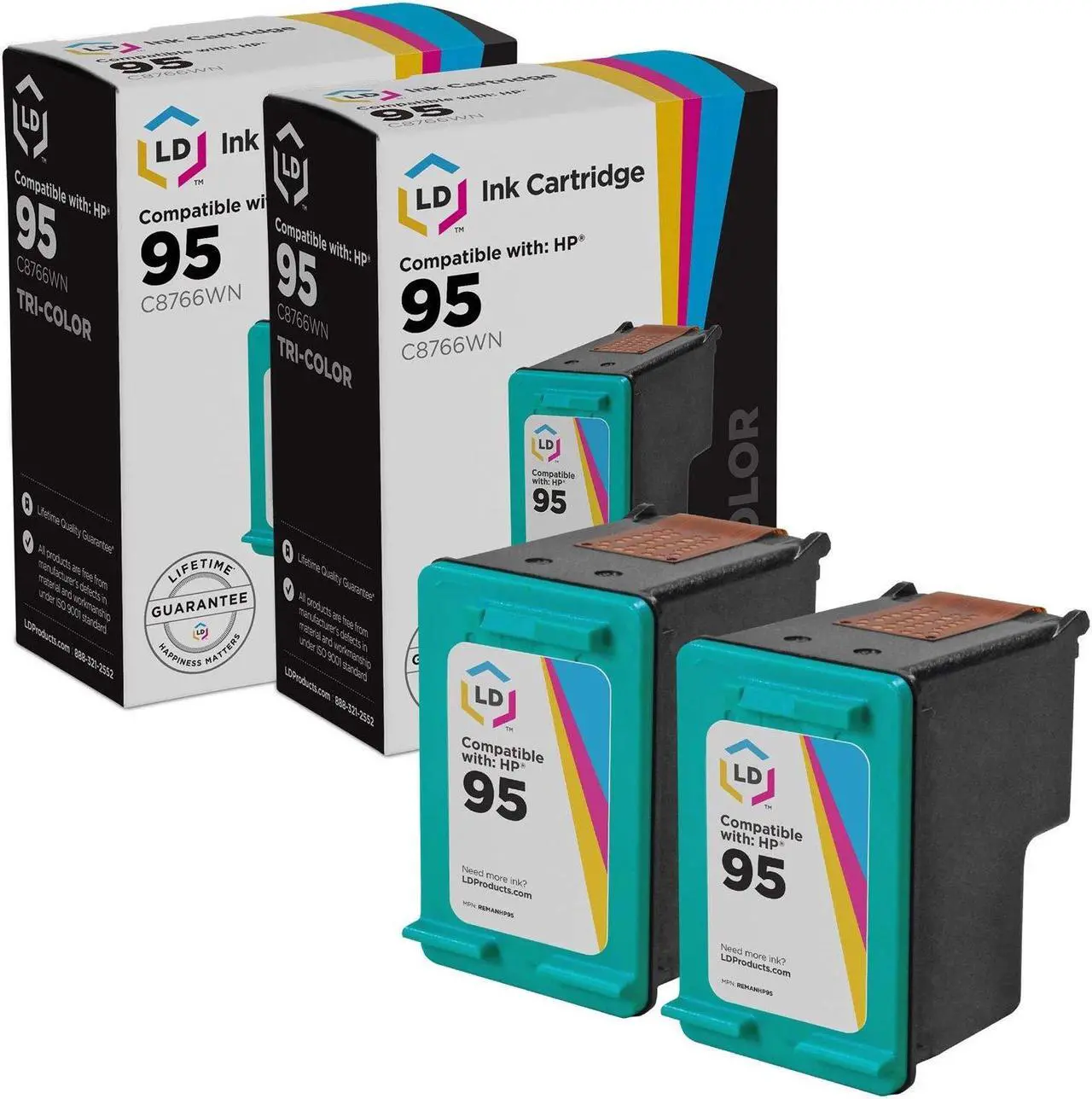 Alt view image 3 of 13 - LD Products Remanufactured Ink Cartridge Replacement for HP 95 C8766WN (Tri Color, 2-Pack) Compatible with OfficeJet 6304 6305 6307 6308 6310 6310v 6310xi 6313 6315 6318 HP