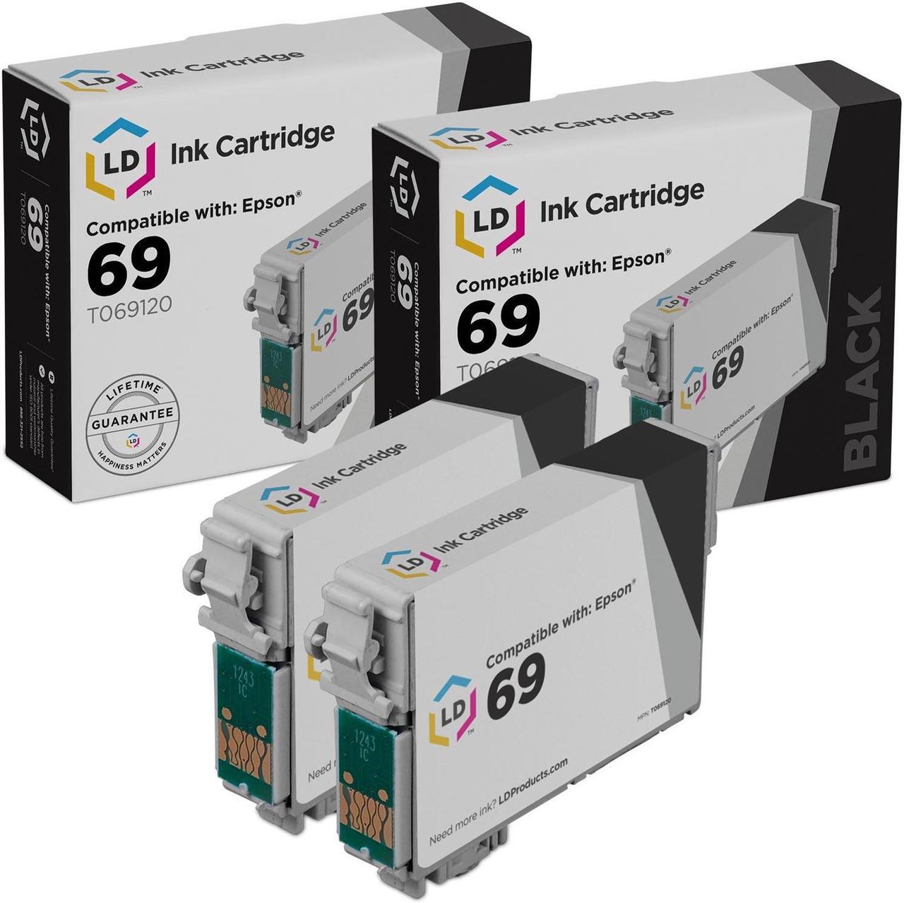 Main image of LD Products Remanufactured Ink Cartridge Replacements for Epson 69 T069120 (Black, 2-Pack)