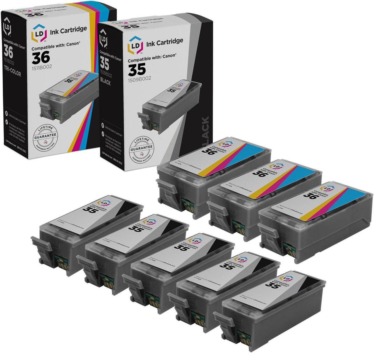 Main image of LD Products Canon Pixma iP100 Compatible Set of 8 Ink Cartridges: 5 Black PGI35, 3 Color CLI36