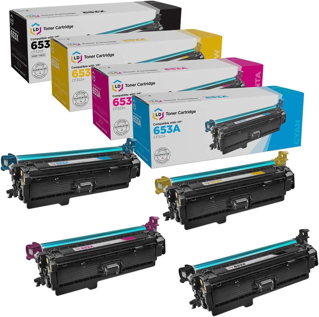 Main image of LD Products Compatible Toner Cartridge Replacement for HP 653A & HP 653X High Yield (1 Black, 1 Cyan, 1 Magenta, 1 Yellow, 4-Pack)