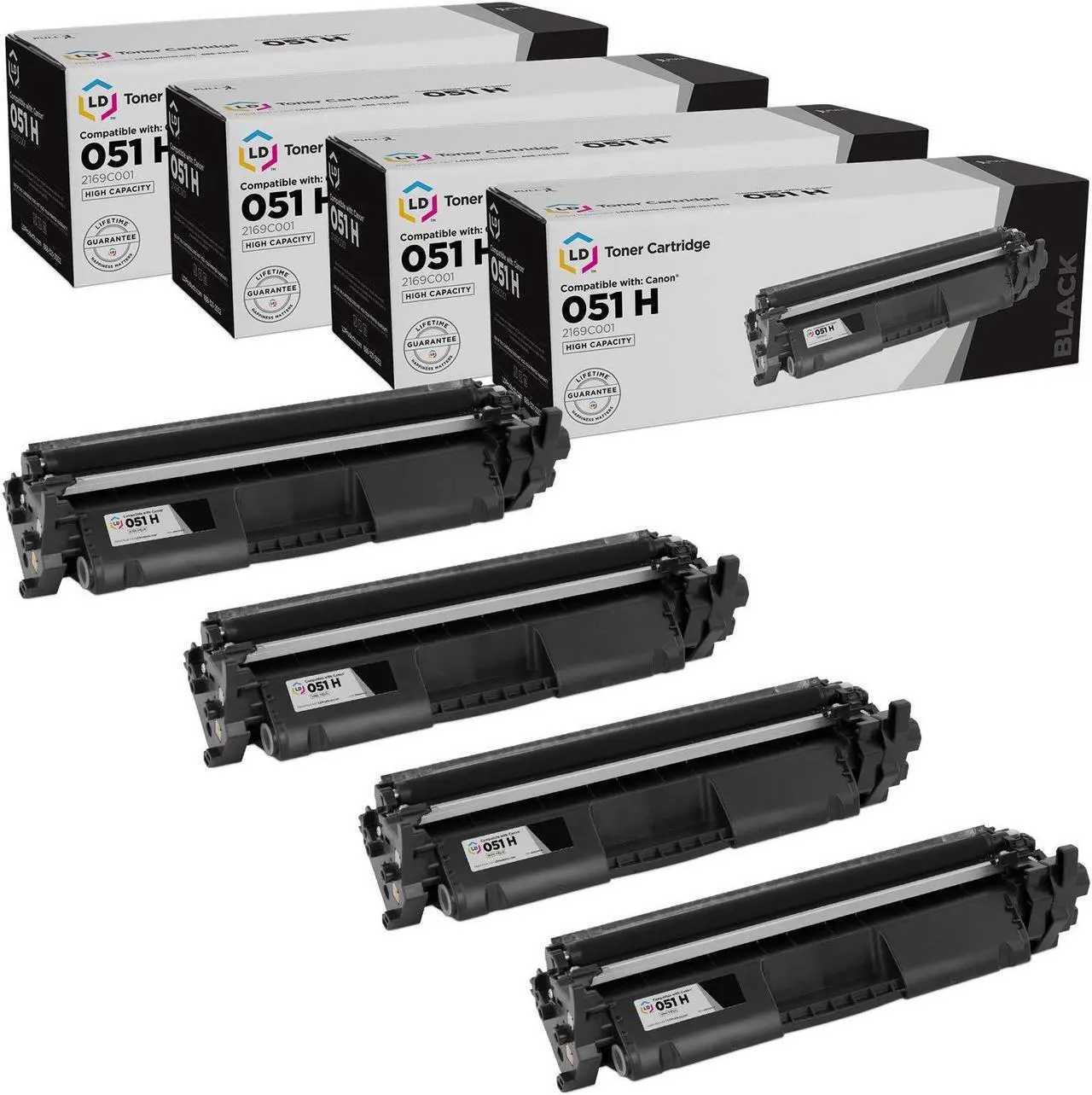 Main image of LD Products Compatible Toner Cartridge Replacement for Canon 051 2168C001 (Black, 4-Pack) for use in Canon imageCLASS LBP162dw, MF264dw, MF267dw, MF269dw