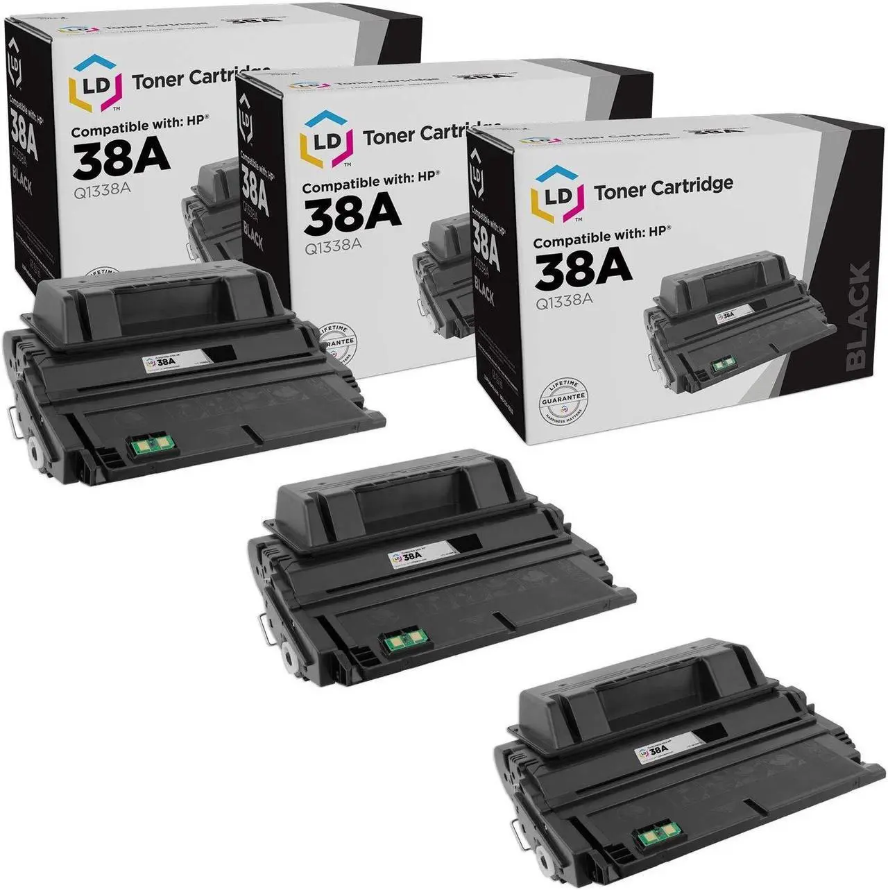 Main image of LD Products Toner Cartridge Compatible with Replacement for HP 38A Q1338A (Black, 3-Pack)