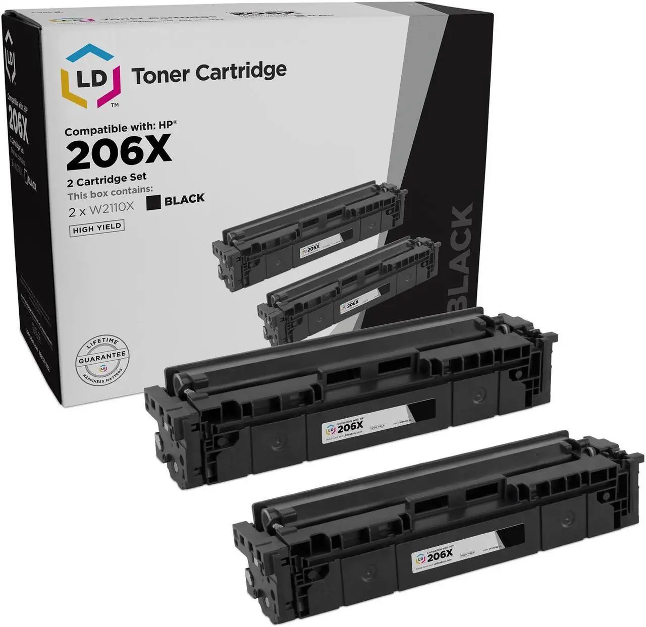 Main image of LD Products Compatible Toner Cartridge Replacement for HP 206X W2110X High Yield (Black, 2-Pack)