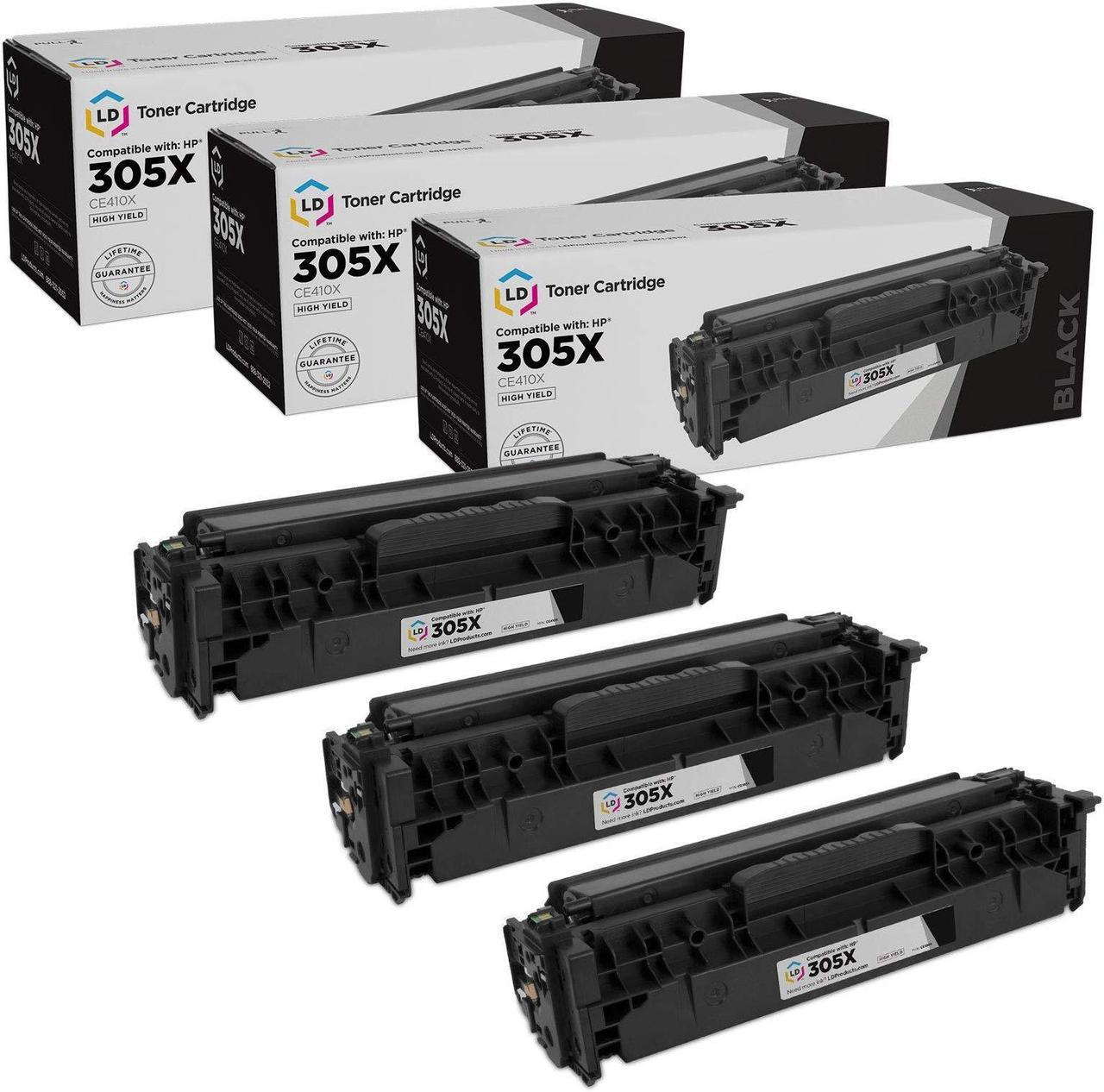 Main image of LD Products Toner Cartridge Replacement for HP 305X CE410X High Yield (Black, 3-Pack) HP305A