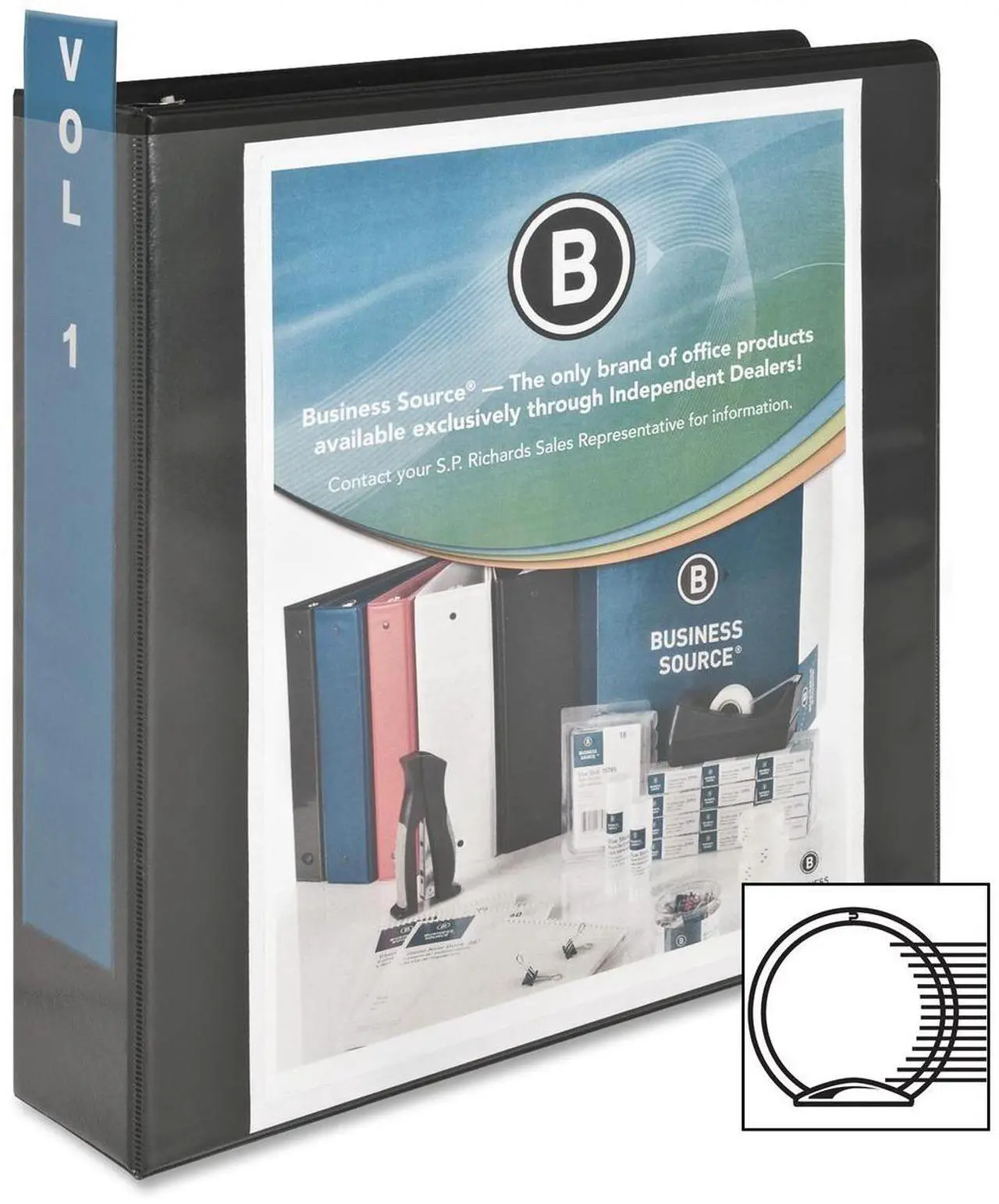 Alt view image 6 of 10 - Business Source View Binder w/ 2 Inside Pockets 2" Capacity Black 09956