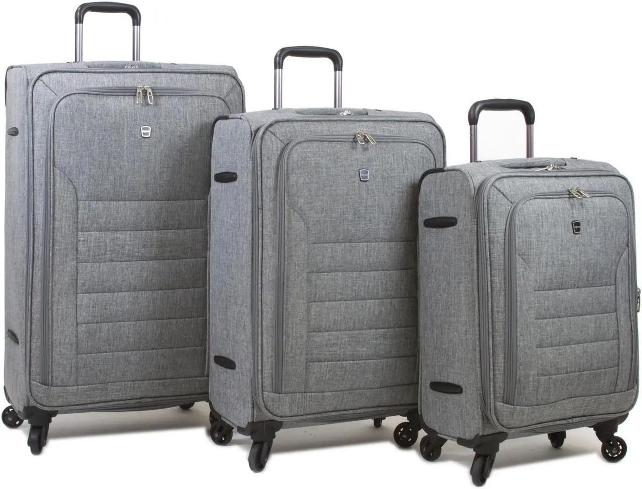 Main image of Dejuno Noir Lightweight 3-Piece Spinner Luggage Set with Laptop Pocket - Grey