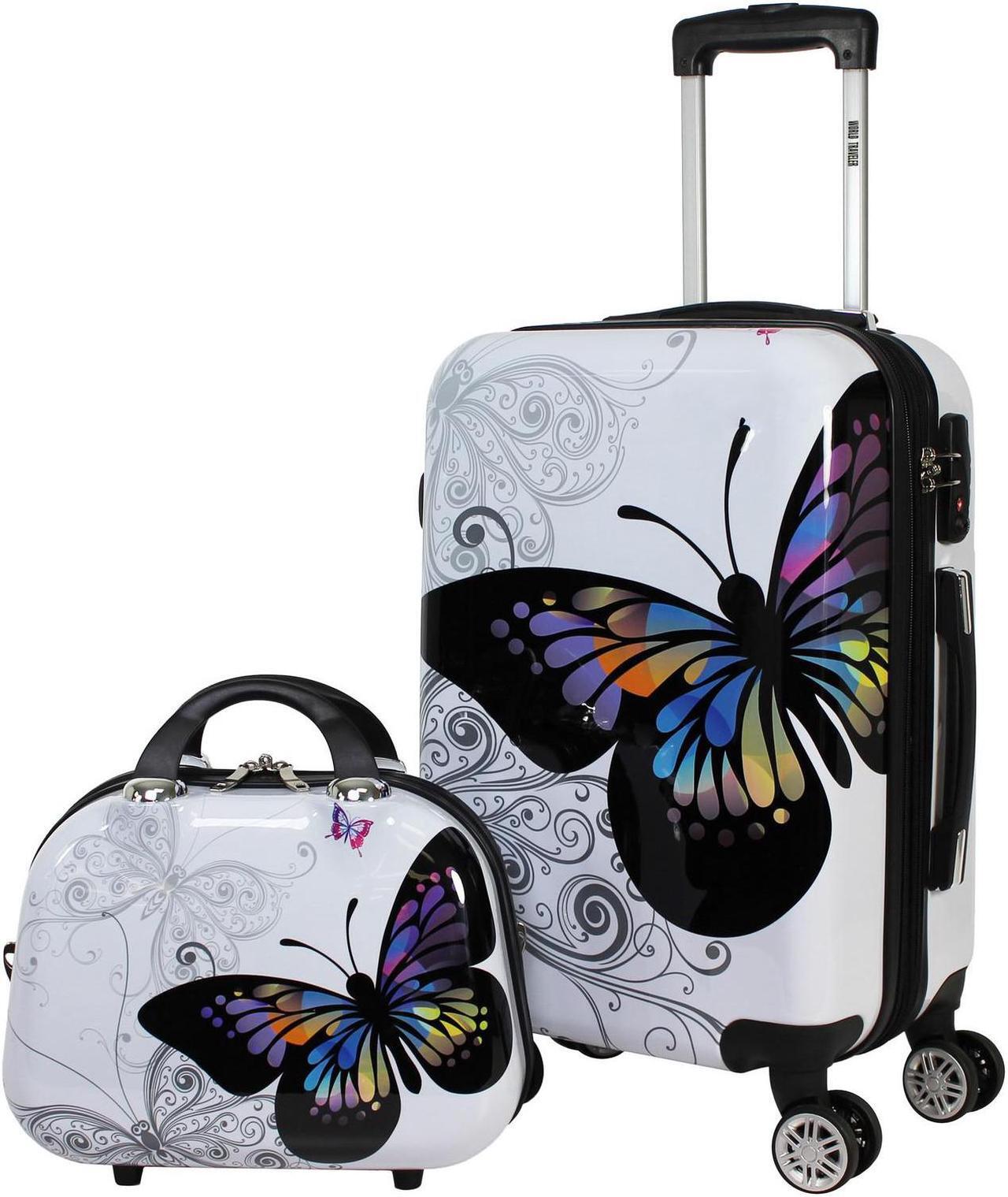 Alt view image 7 of 11 - World Traveler Butterfly 2-piece Hardside Carry-on Spinner Luggage Set
