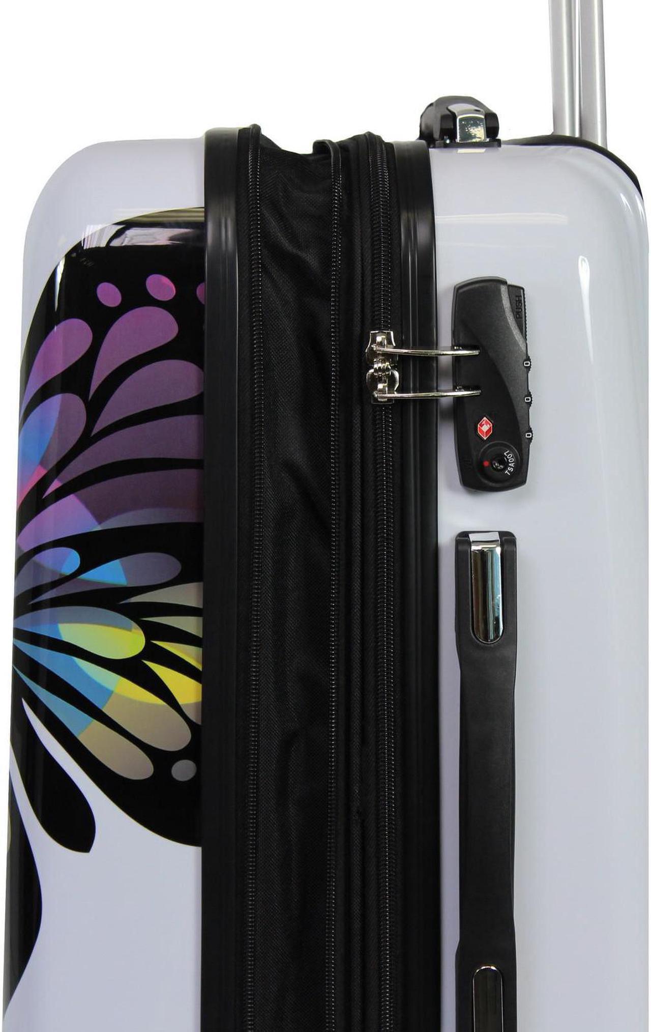 Alt view image 9 of 11 - World Traveler Butterfly 2-piece Hardside Carry-on Spinner Luggage Set