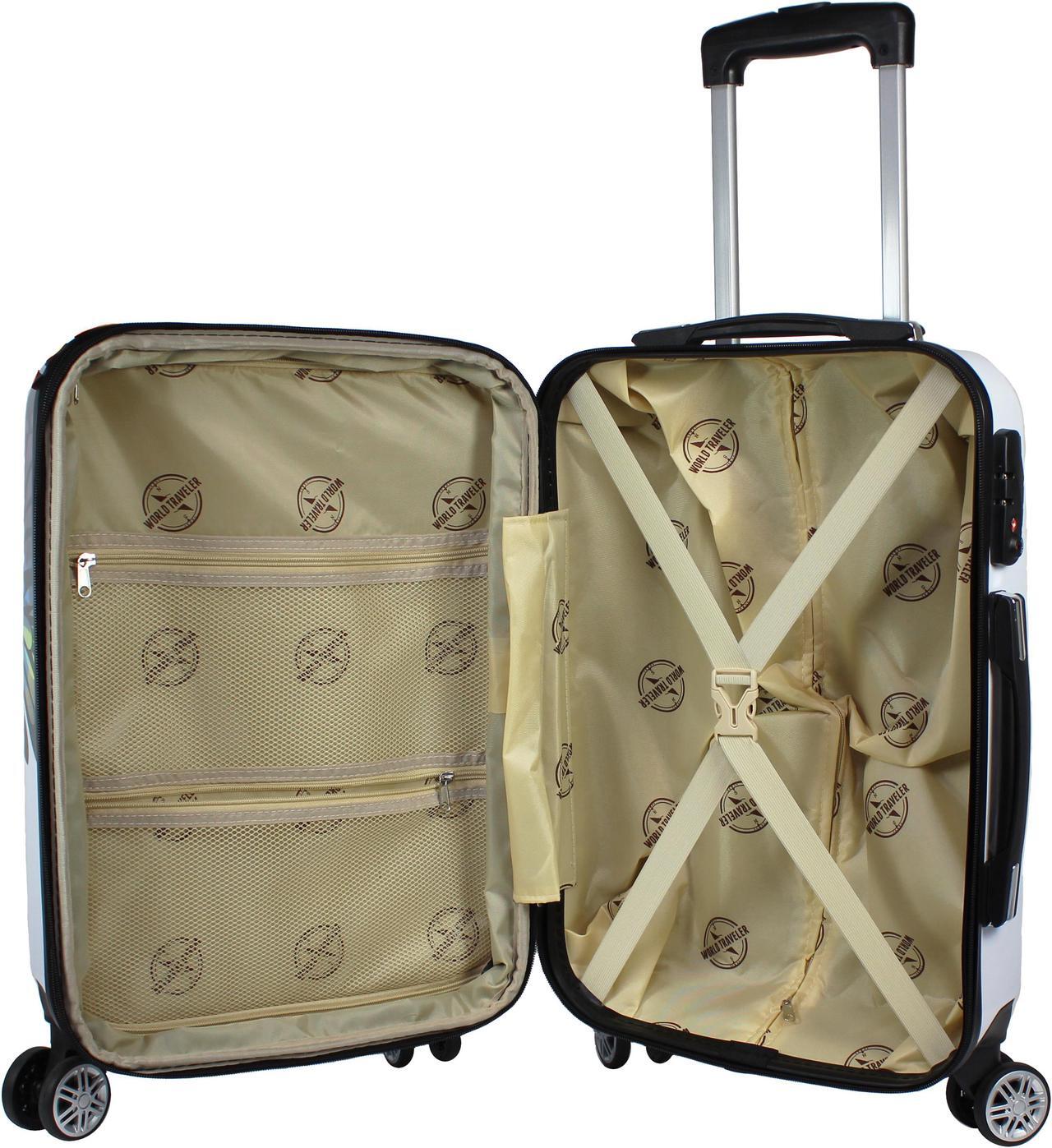 Alt view image 3 of 11 - World Traveler Butterfly 2-piece Hardside Carry-on Spinner Luggage Set
