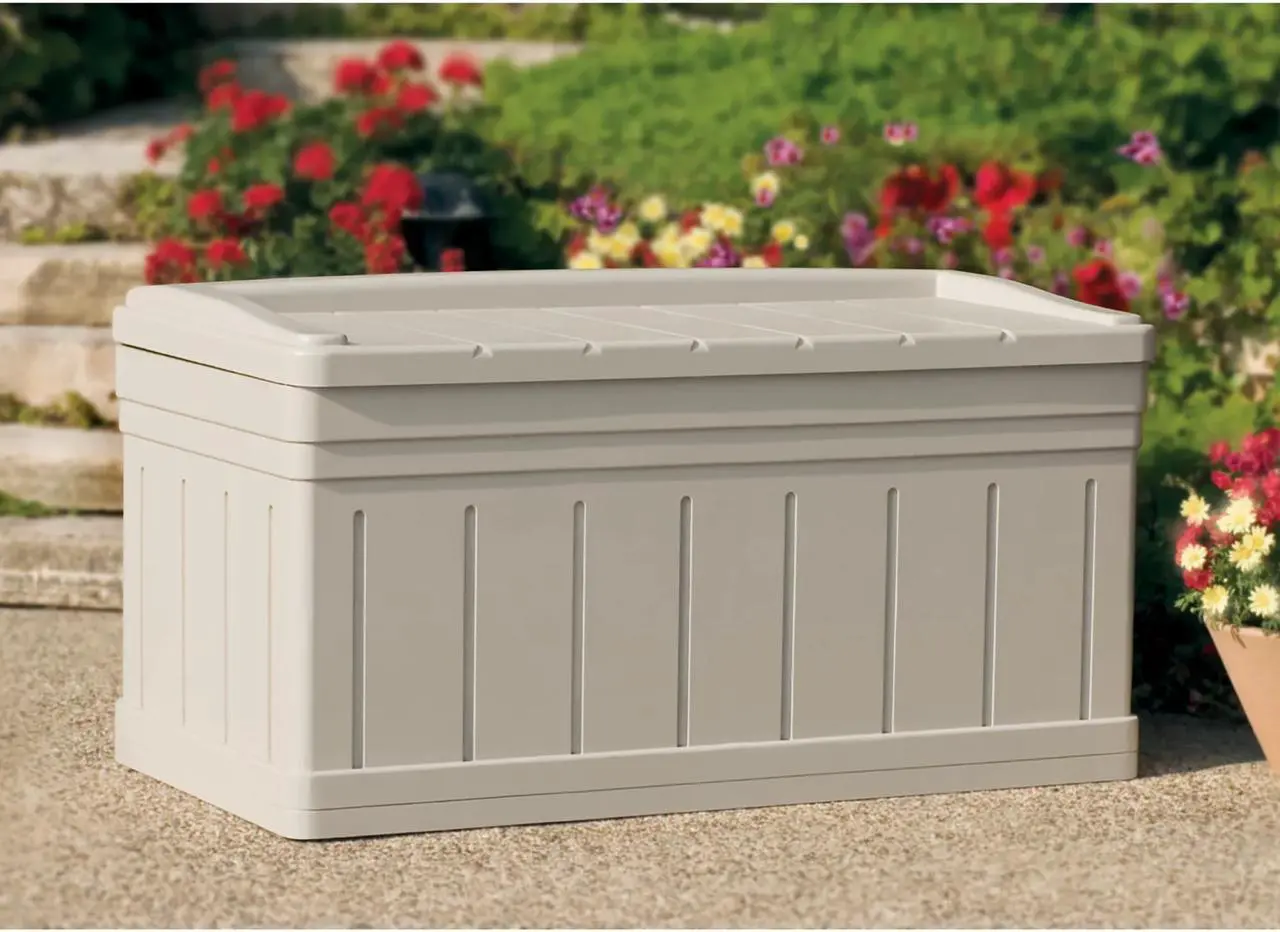 Alt view image 7 of 8 - SUNCAST DB9750 129 gal Resin Deck Box With Seat, Light Taupe