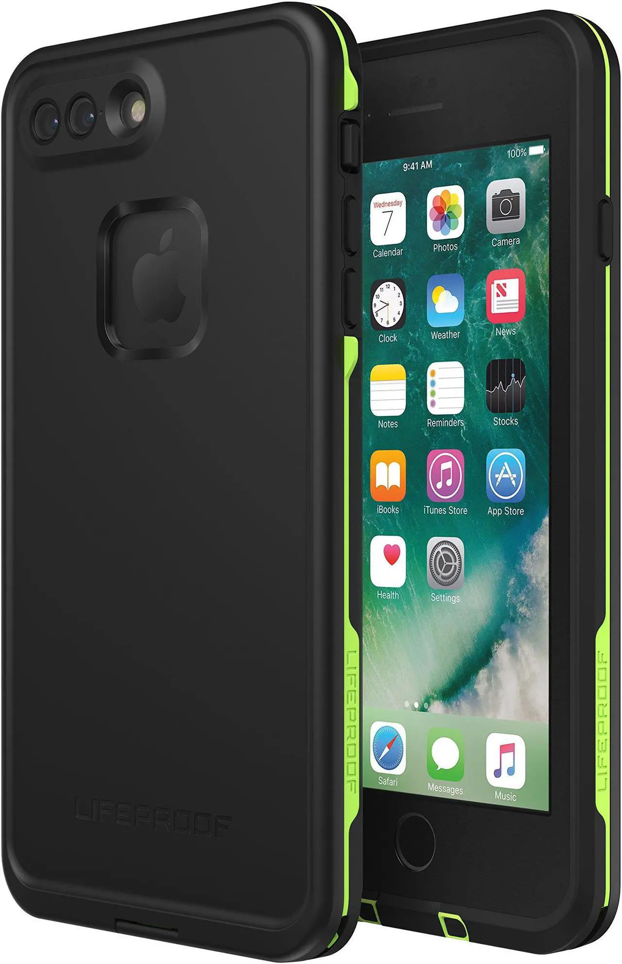Alt view image 4 of 6 - Lifeproof FRE SERIES Waterproof Case for iPhone 8 Plus & 7 Plus - Night Lite (Black/Lime)