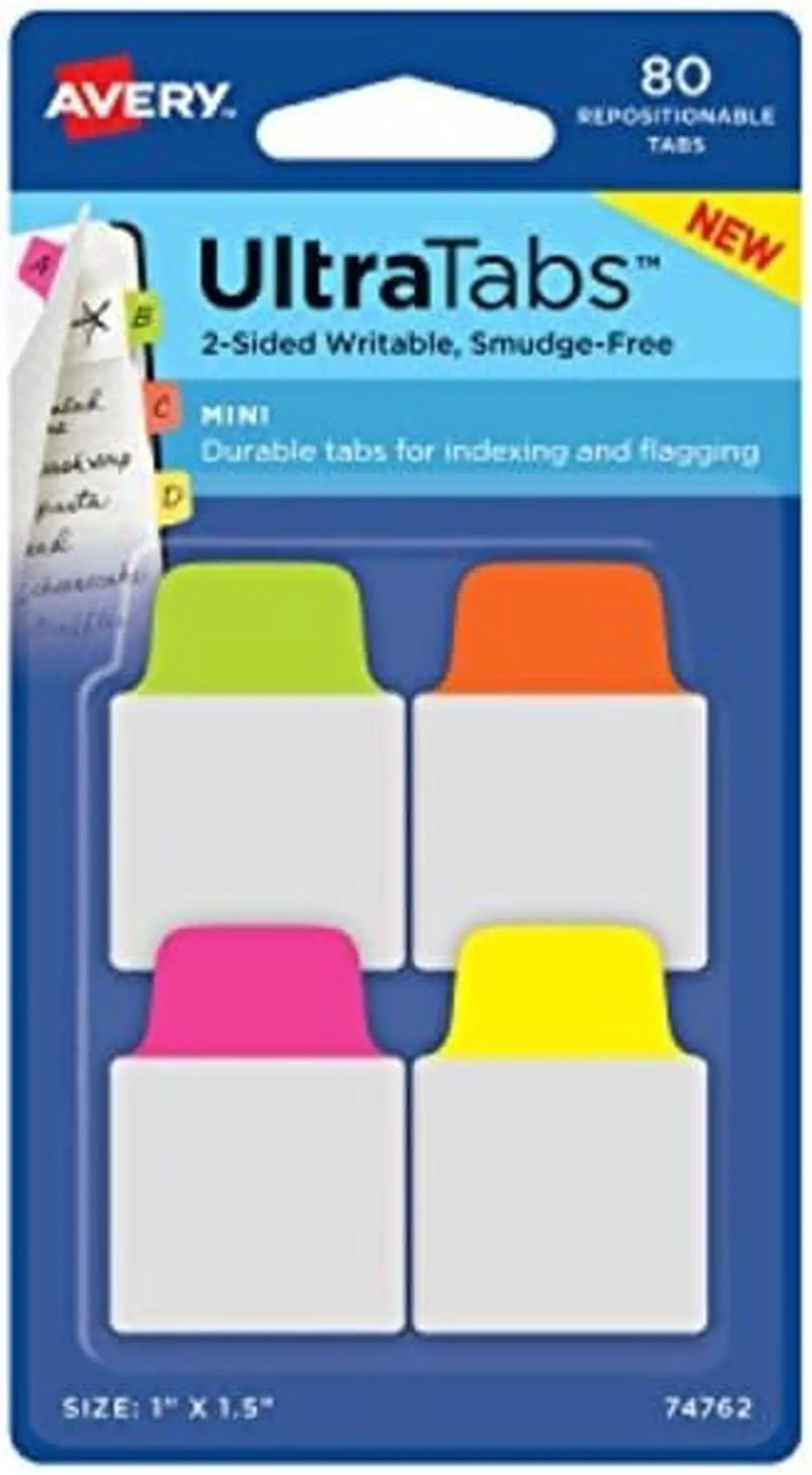 Alt view image 14 of 18 - Ultra Tabs Repositionable Tabs 1 x 1.5 Neon:Green Orange Pink Yellow 80/Pk