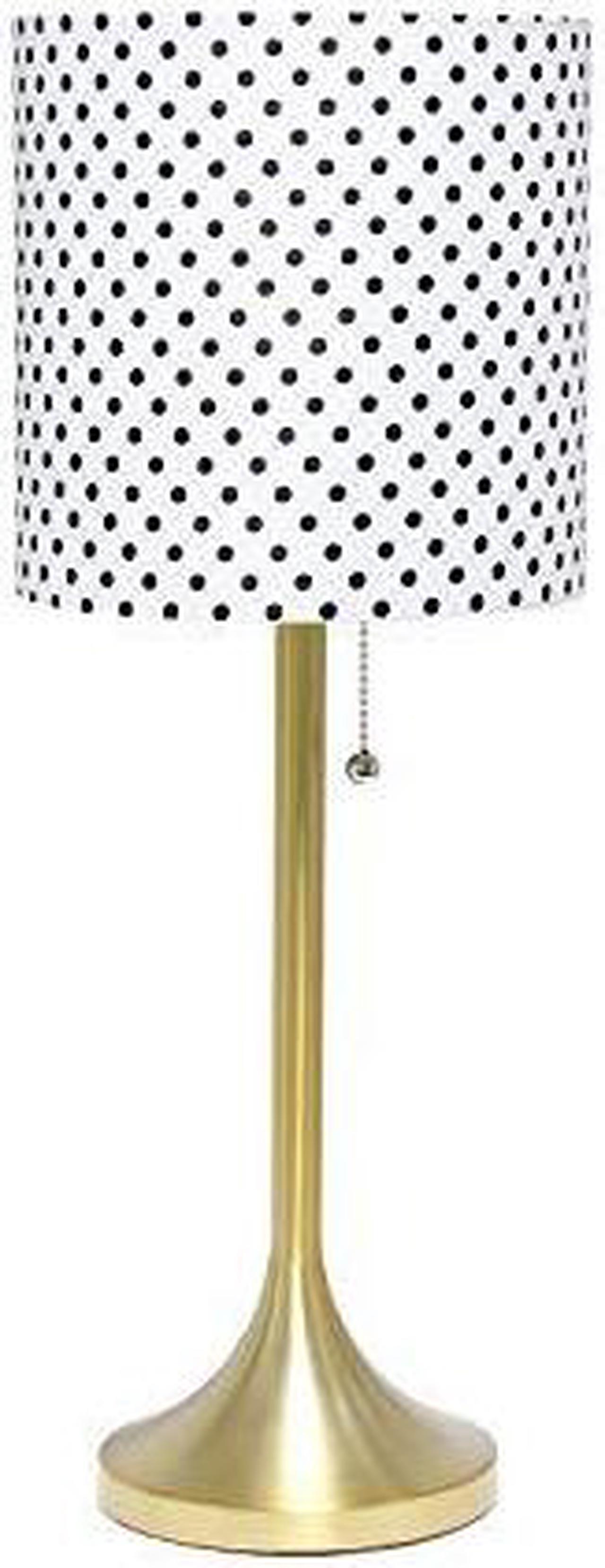 Alt view image 13 of 20 - Simple Designs Gold Tapered Table Lamp with Polka Dot Fabric Drum Shade