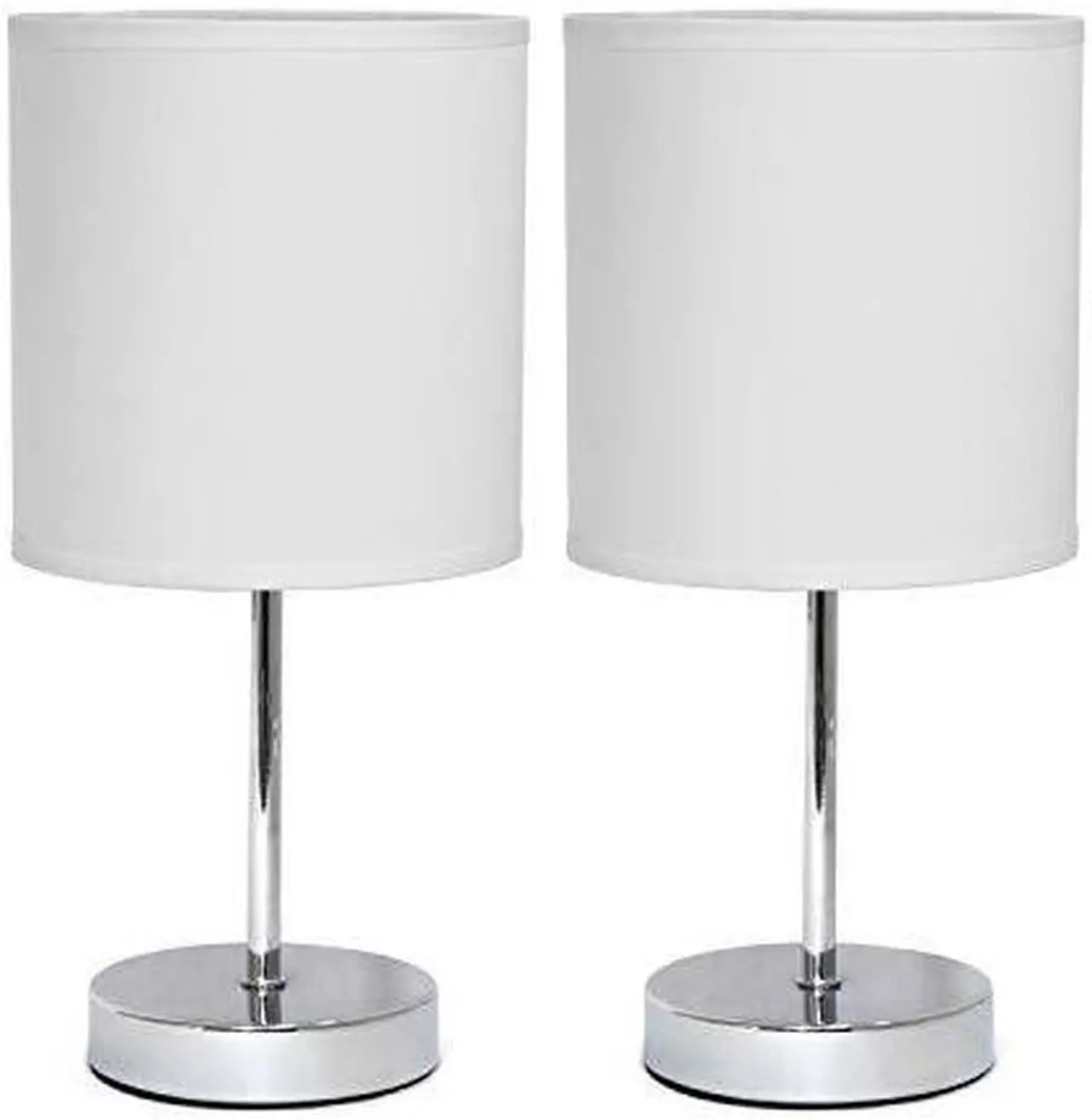 Alt view image 12 of 16 - Simple Designs Chrome Mini Basic Table Lamp with Fabric Shade 2 Pack Set