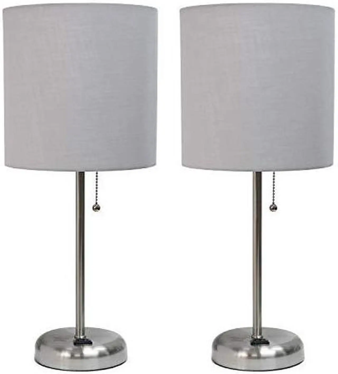 Alt view image 13 of 16 - LimeLights Stick Lamp with Charging Outlet and Fabric Shade Two Pack Set