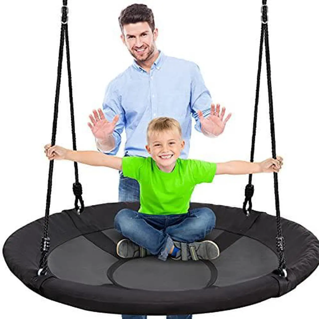 Main image of SereneLife Outdoor Spinner Saucer Tree Swing Round Circular Flying Saucer w/ Rope Straps