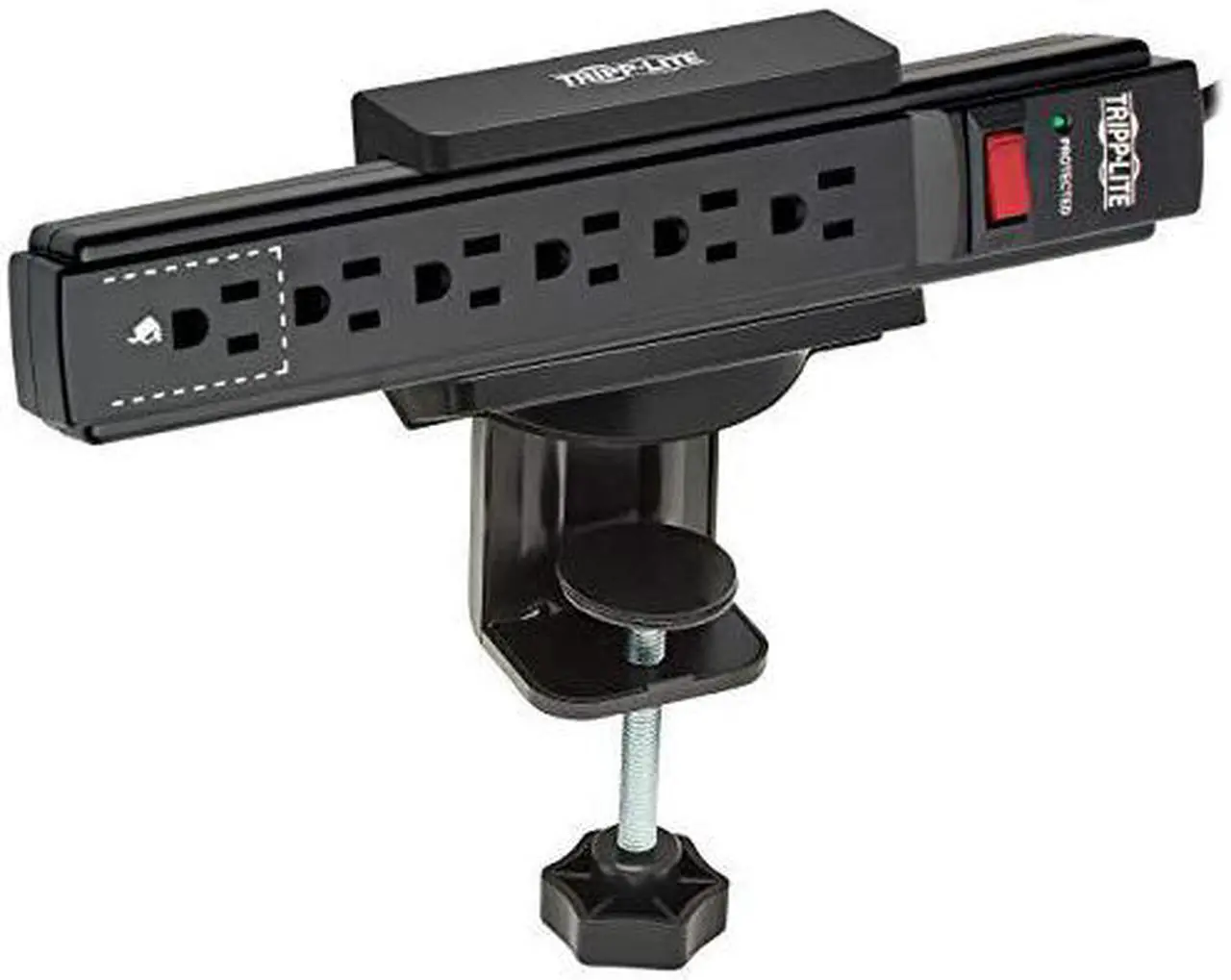 Alt view image 5 of 6 - Tripp Lite Clamp-On 1.6-2.4" Wide Power Strip Holder Mount Black CLAMPUSBLK