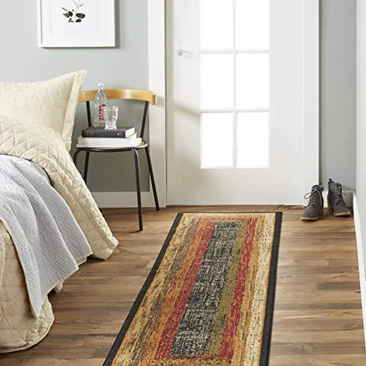 Home Dynamix Vega Modern Area Rug, Geometric Black/Brown/Red 19"X72"