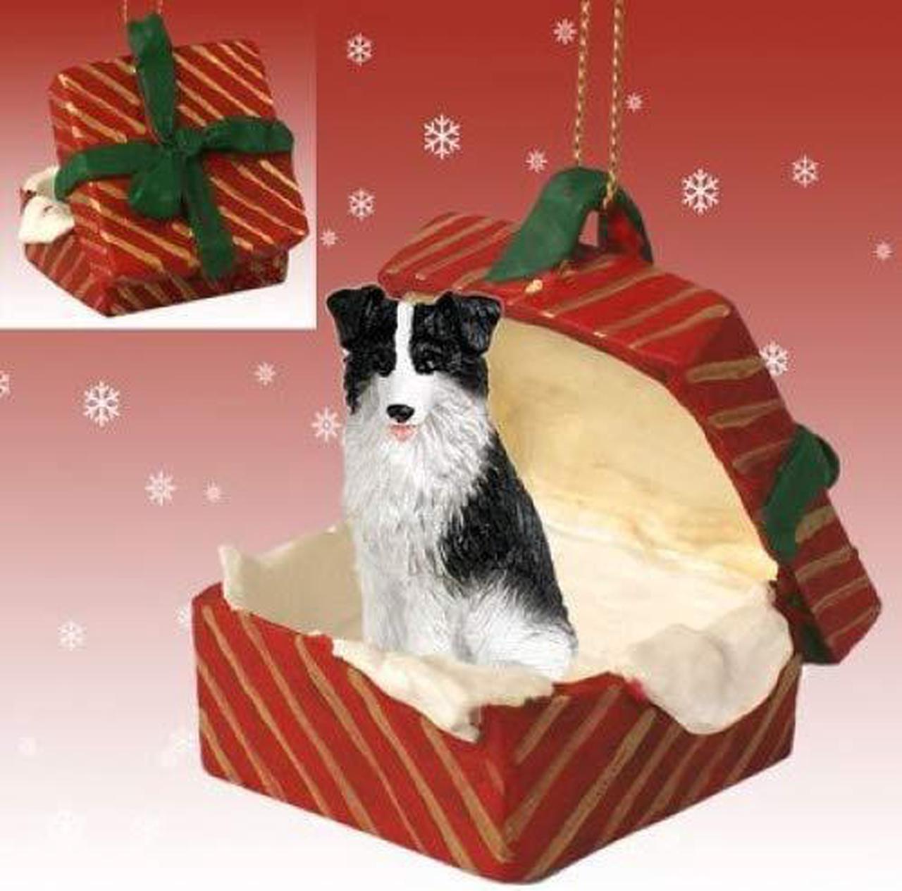 Border Collie Dog In A Red Gift Box Christmas Ornament New Rgbd62