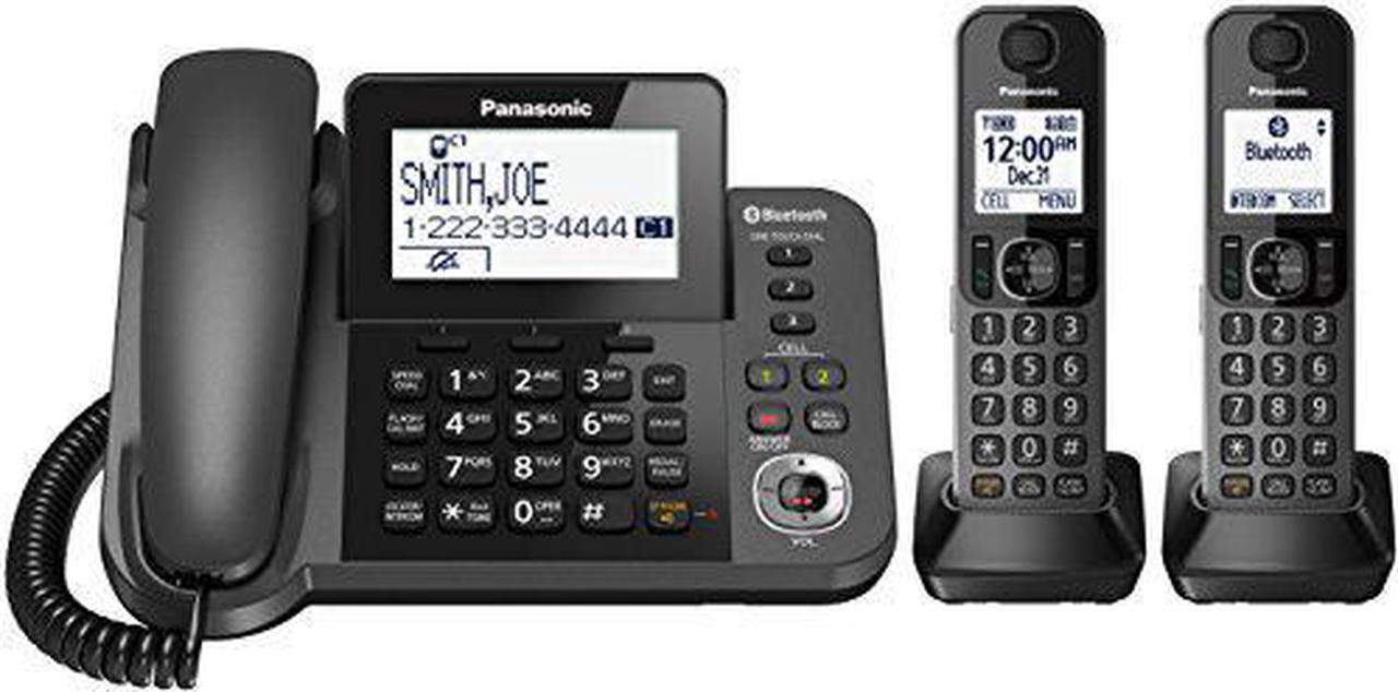 Alt view image 8 of 8 - PANASONIC KX-TGF382M Link2Cell Bluetooth Corded / Cordless Phone and Answering Machine with 2 Cordless Handsets