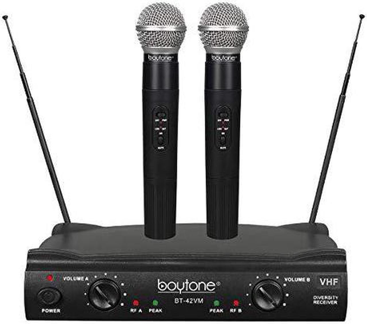 Alt view image 11 of 11 - Boytone BT-42VM Dual Channel Wireless Microphone System - VHF Fixed 2 Handheld for Karaoke, DJ, Church, Conference, with carrying cases