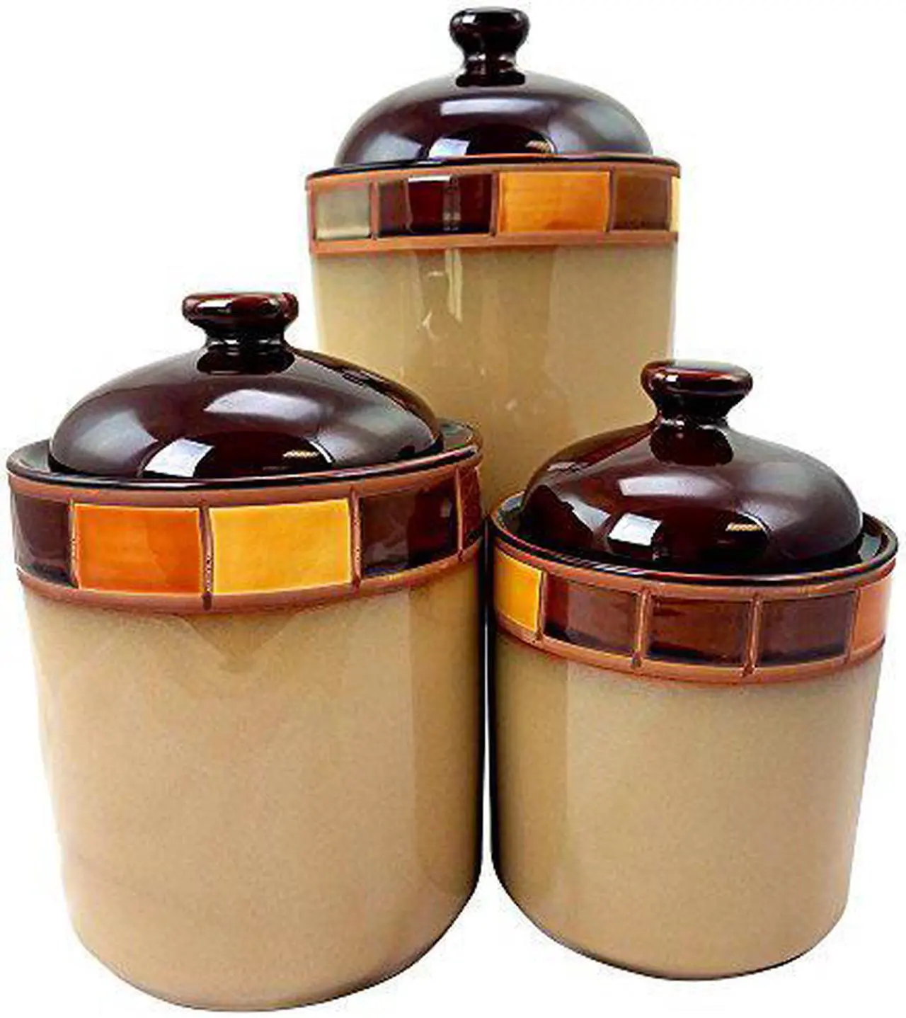 Alt view image 3 of 9 - Gibson 69783.03 Casa Estebana Canister Set, Beige & Brown - 3 Piece