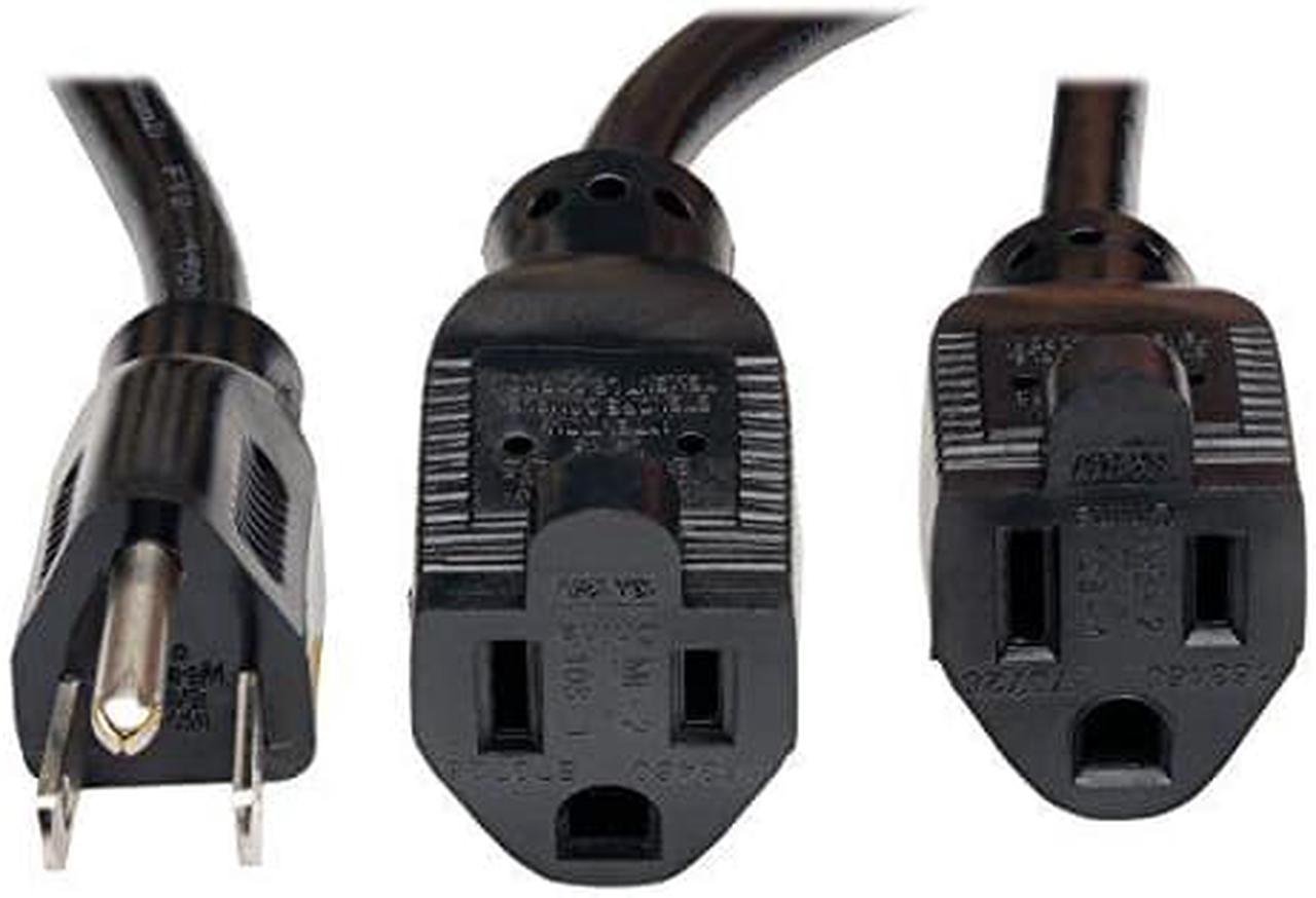 Alt view image 7 of 9 - Tripp Lite 19In Power Cord Extension Y Splitter Cable 5-15P To 5-15R 13A 16Awg 18"
