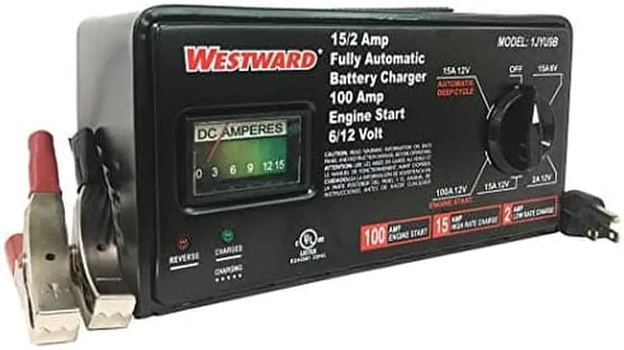 Alt view image 4 of 4 - WESTWARD 1JYU9 Battery Charger, Automatic Boosting, Charging, Maintaining For