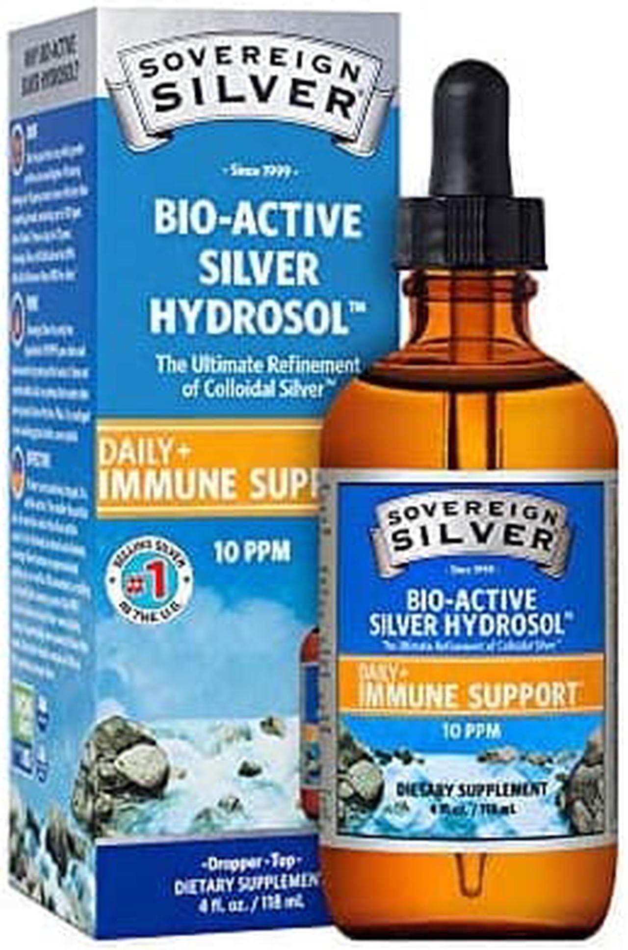 Sovereign Silver Bio-Active Silver Hydrosol for Immune Support - Colloidal Silver - 10 ppm, 4oz (118mL) - Dropper