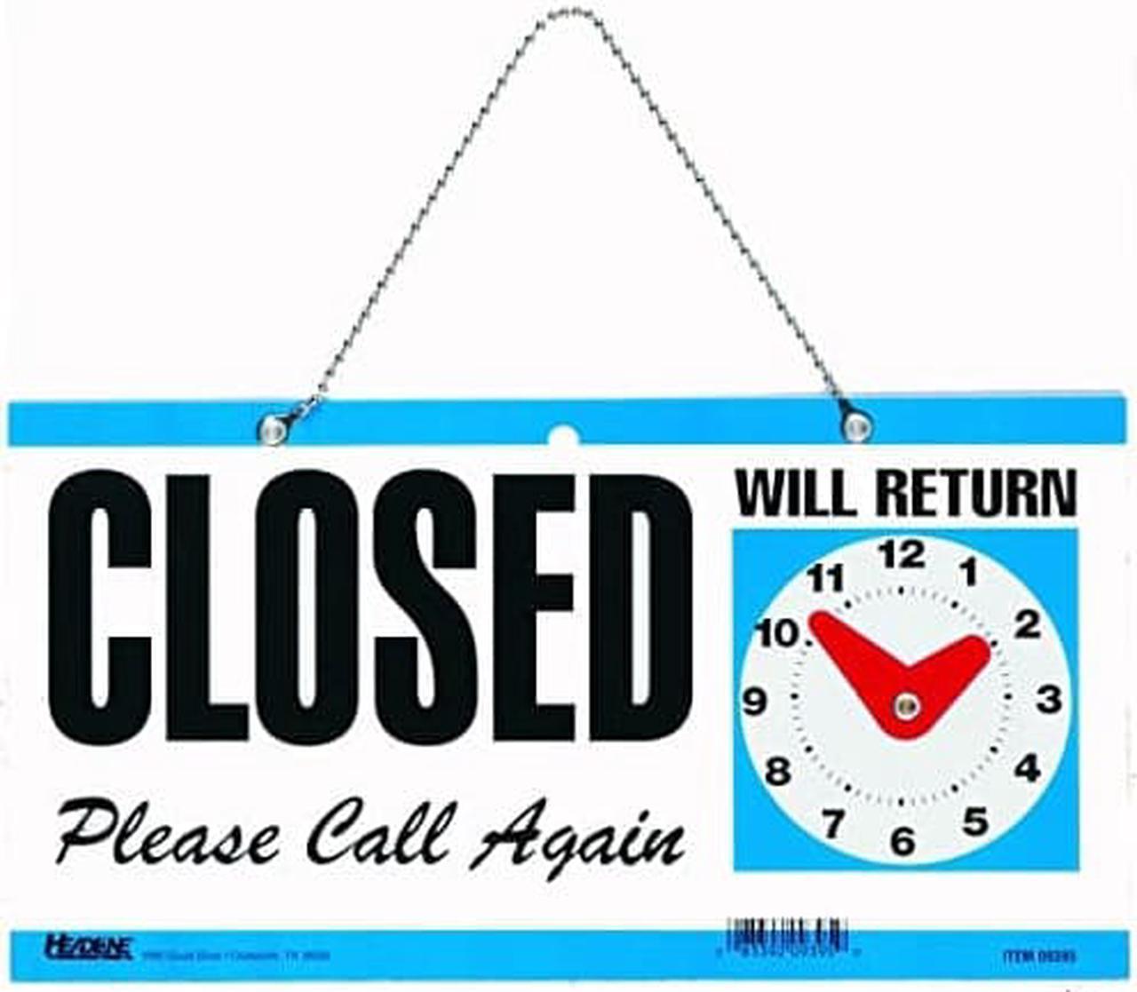 Headline Sign 9395 Double-Sided Open/Closed/Will Return Sign with Clock Hands, 6 Inches by 11.5 Inches