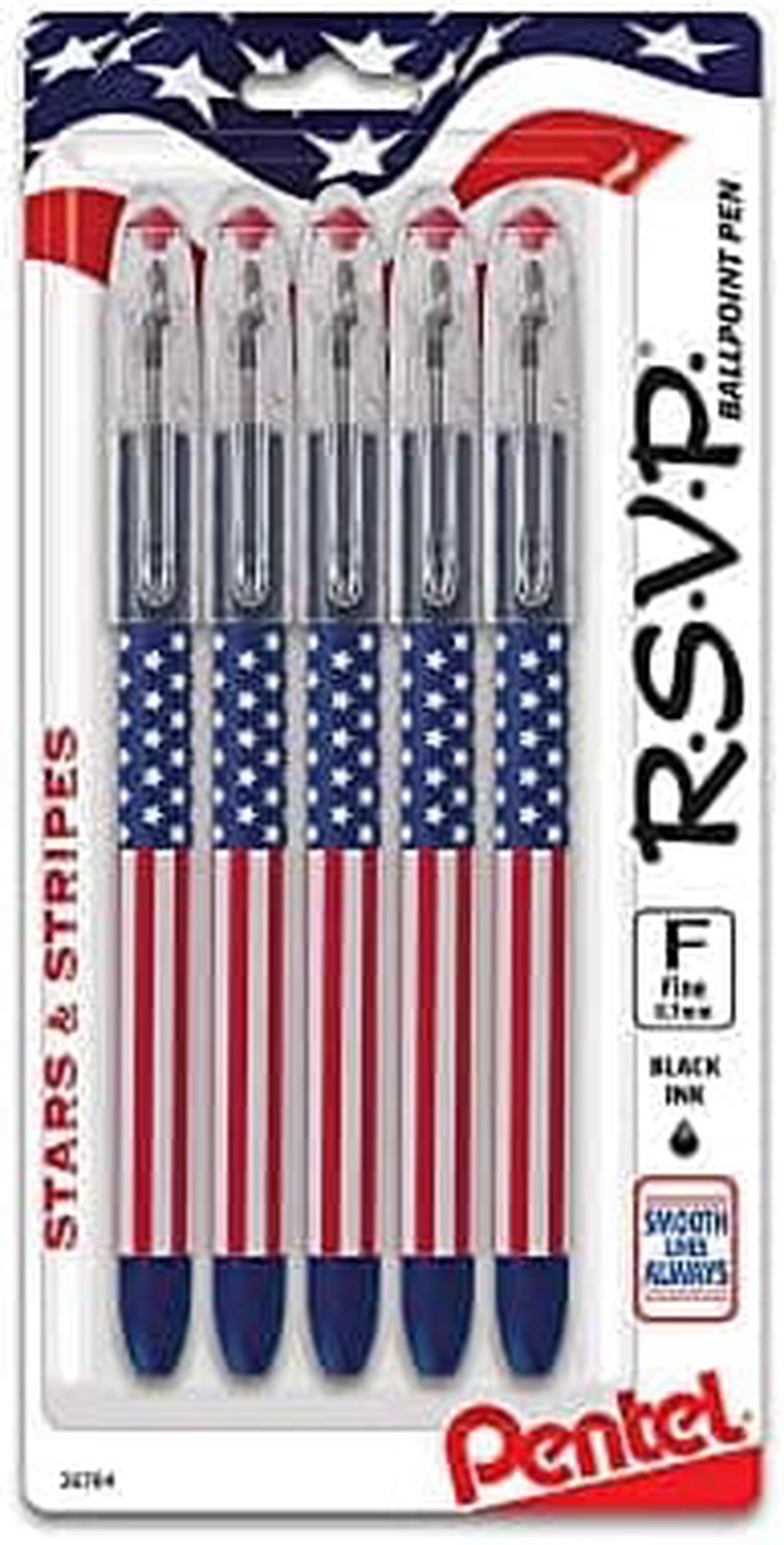 Alt view image 4 of 6 - PENTEL RSVP Ballpoint Pen .7mm Black Ink 5/PK RDWEBE BK90USABP5A