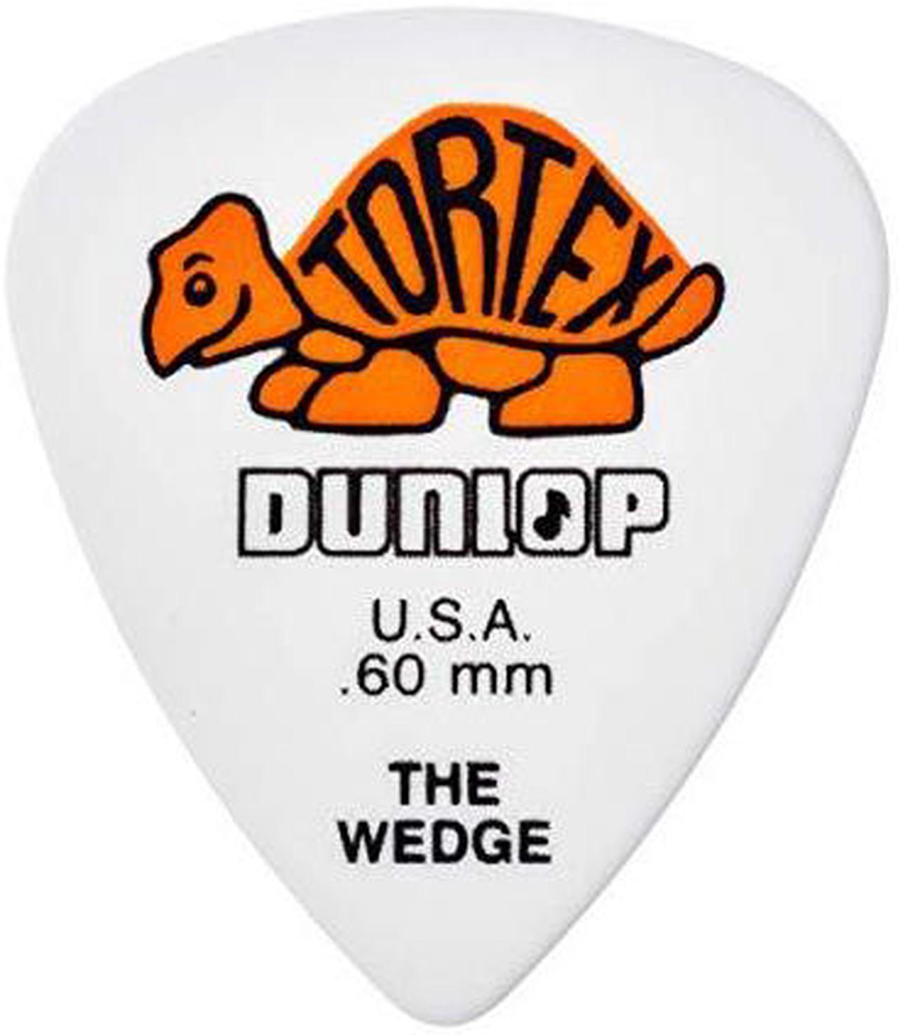 Dunlop 424P.60 Tortex Wedge, White/Orange, .60mm, 12/Players Pack