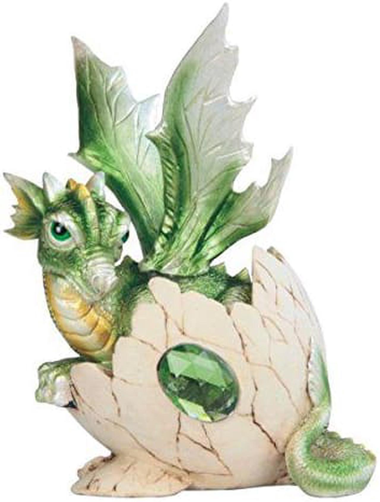 StealStreet SS-G-71465 Green Baby Dragon in Eggshell with Gem Figurine, 5.75"