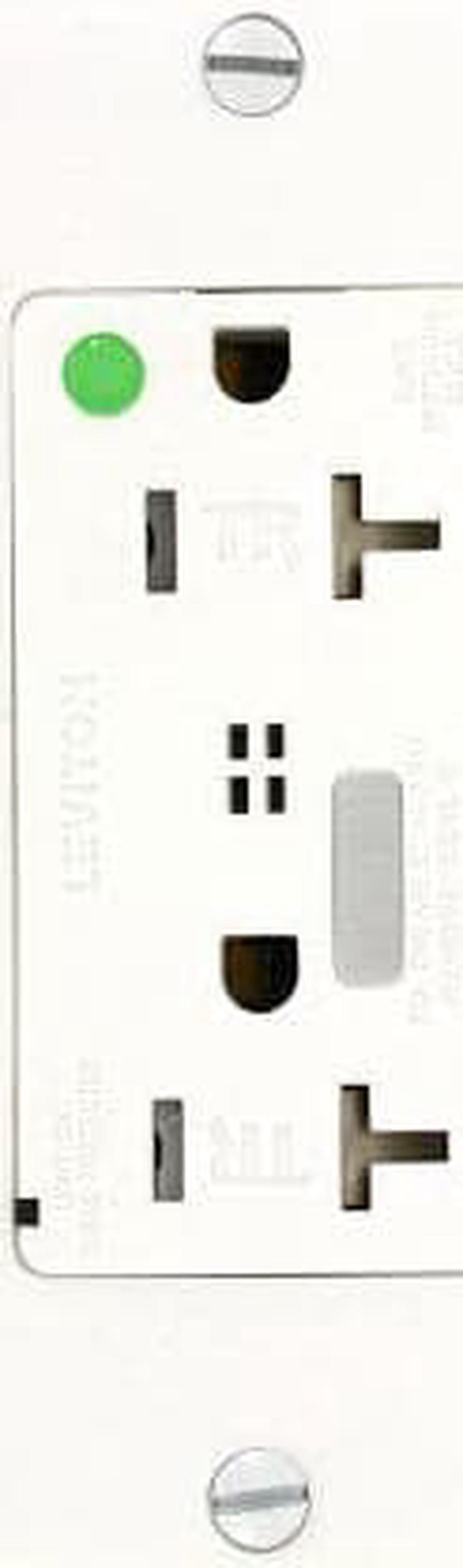 Main image of Leviton T8380-W 20 Amp, 125 Volt, Hospital Grade, Self Grounding, Decora Plus Duplex Surge Suppressor Receptacle, Tamper-Resistant, Straight Blade, White