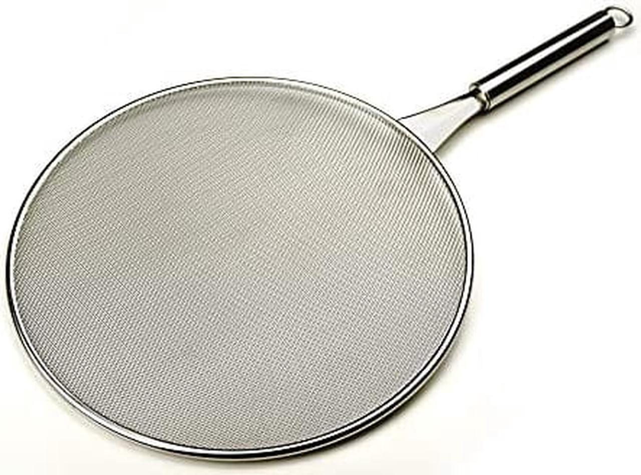Main image of RSVP International Splatter Screen, One Size - Fine Mesh Stainless Steel, 13" in Diameter with 6.25" Handle |Keeps its Shape & Construction Over Time | Dishwasher Safe, 13 Inch, Multi Color