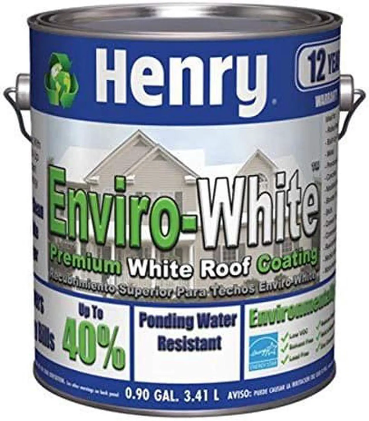 Alt view image 3 of 3 - HENRY HE687046 Elastomeric Roof Coating, 1 gal, Pail, White