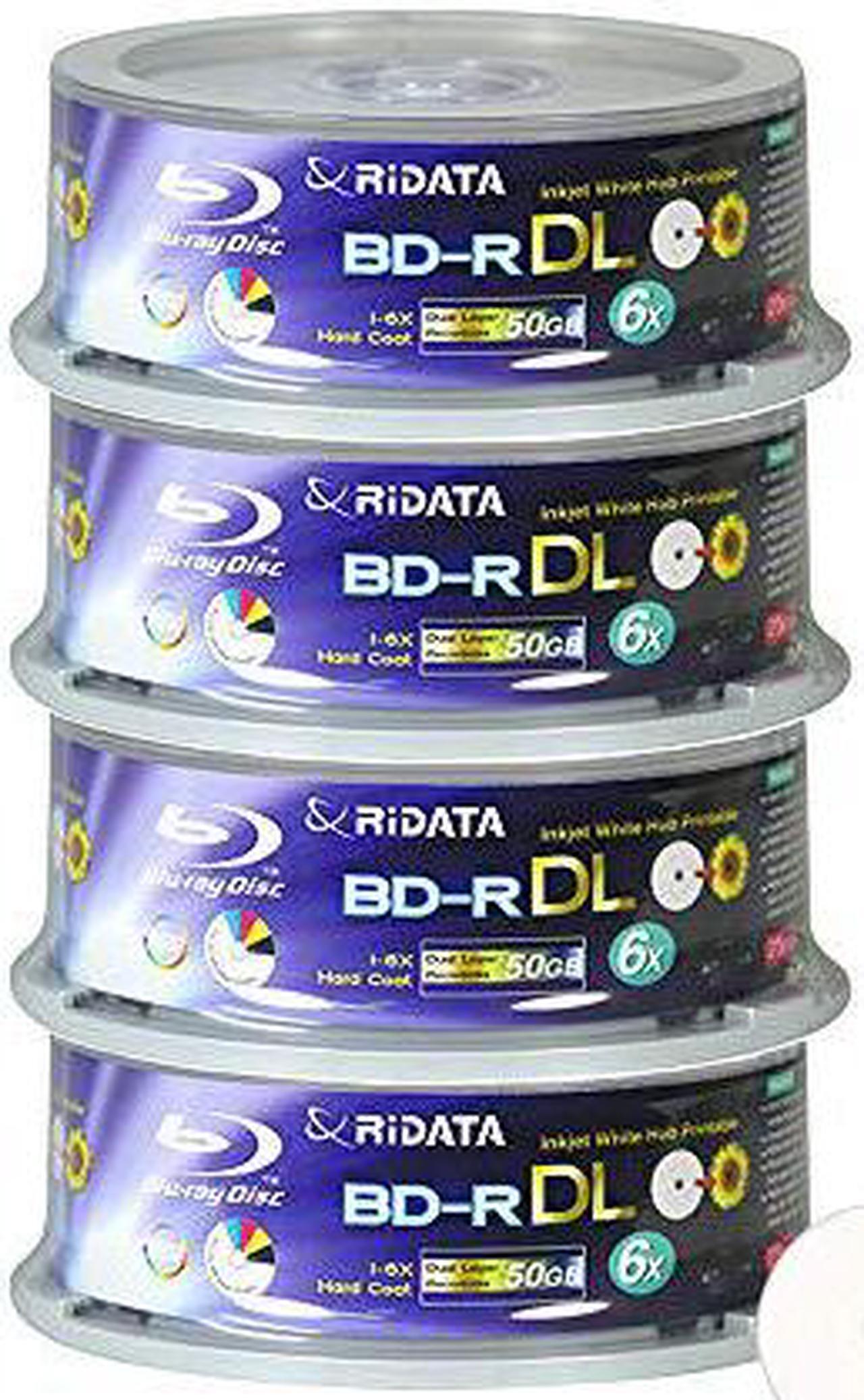 Alt view image 4 of 5 - Ridata Blu-ray BD-R DL Dual Layer 6X 50GB White Inkjet Hub Printable Recordable Blank Media Disc with Spindle Packing (100 Pack)
