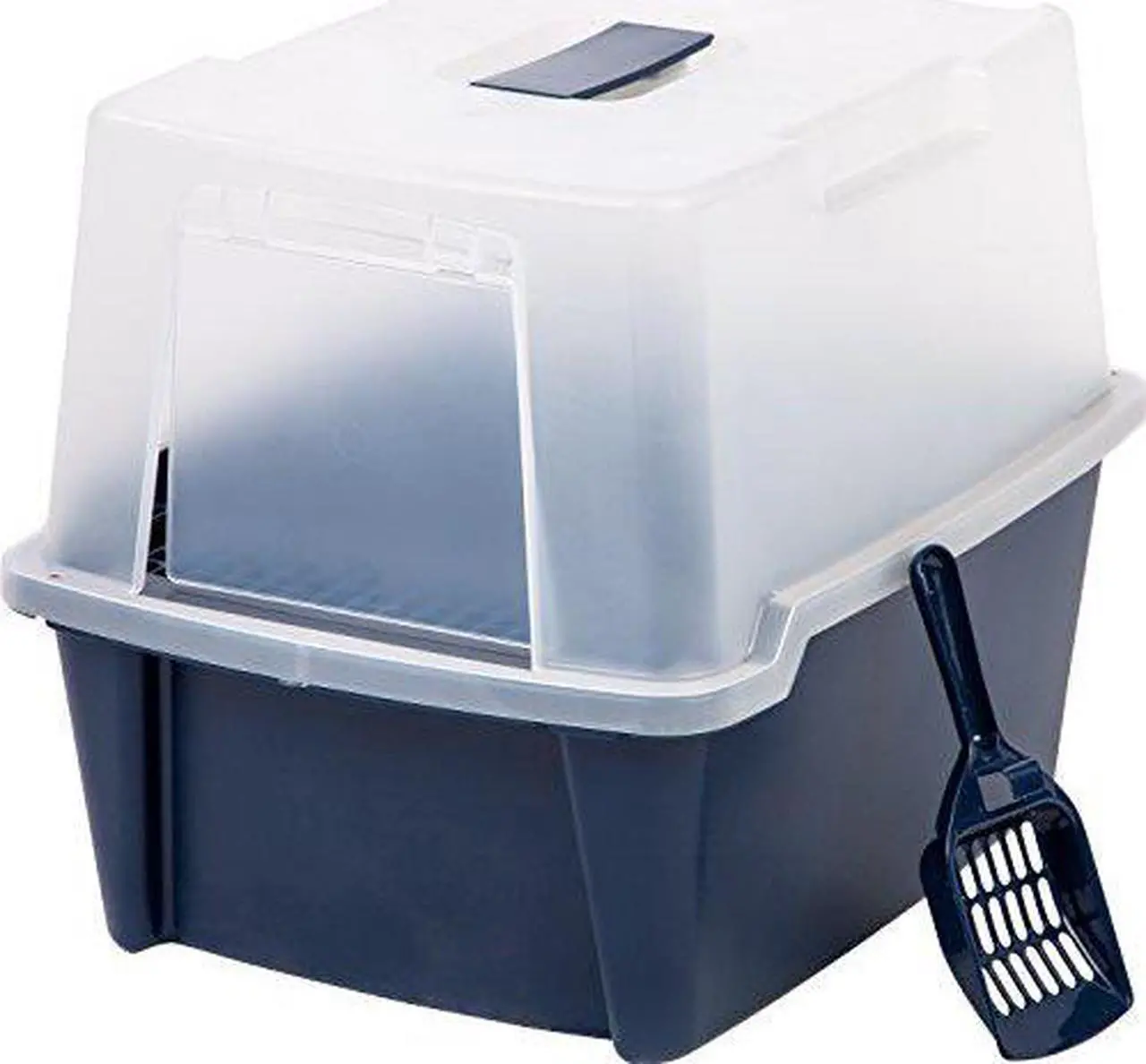 Alt view image 5 of 5 - IRIS Large Hooded Litter Box with Scoop and Grate, Blue