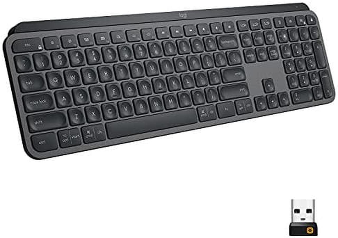 Main image of Logitech MX Keys Advanced Wireless Illuminated Keyboard, Tactile Responsive Typing, Backlighting, Bluetooth, USB-C, Apple macOS, Microsoft Windows, Linux, iOS, Android, Metal Build - Graphite