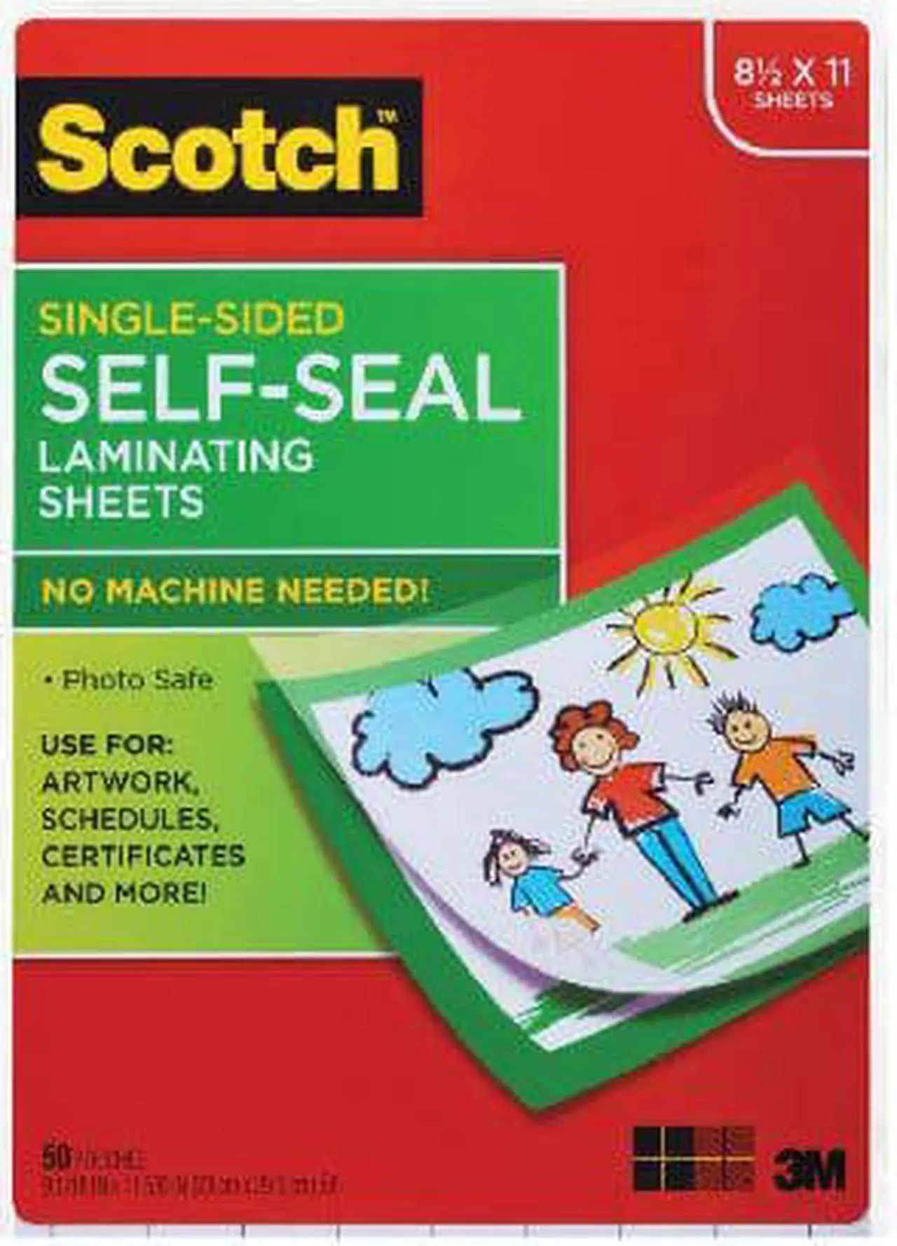 Alt view image 6 of 6 - Scotch 9 x 12 Inches Laminating Sheets Letter Size Single Sided, 50 Pouches (SF854-1B)