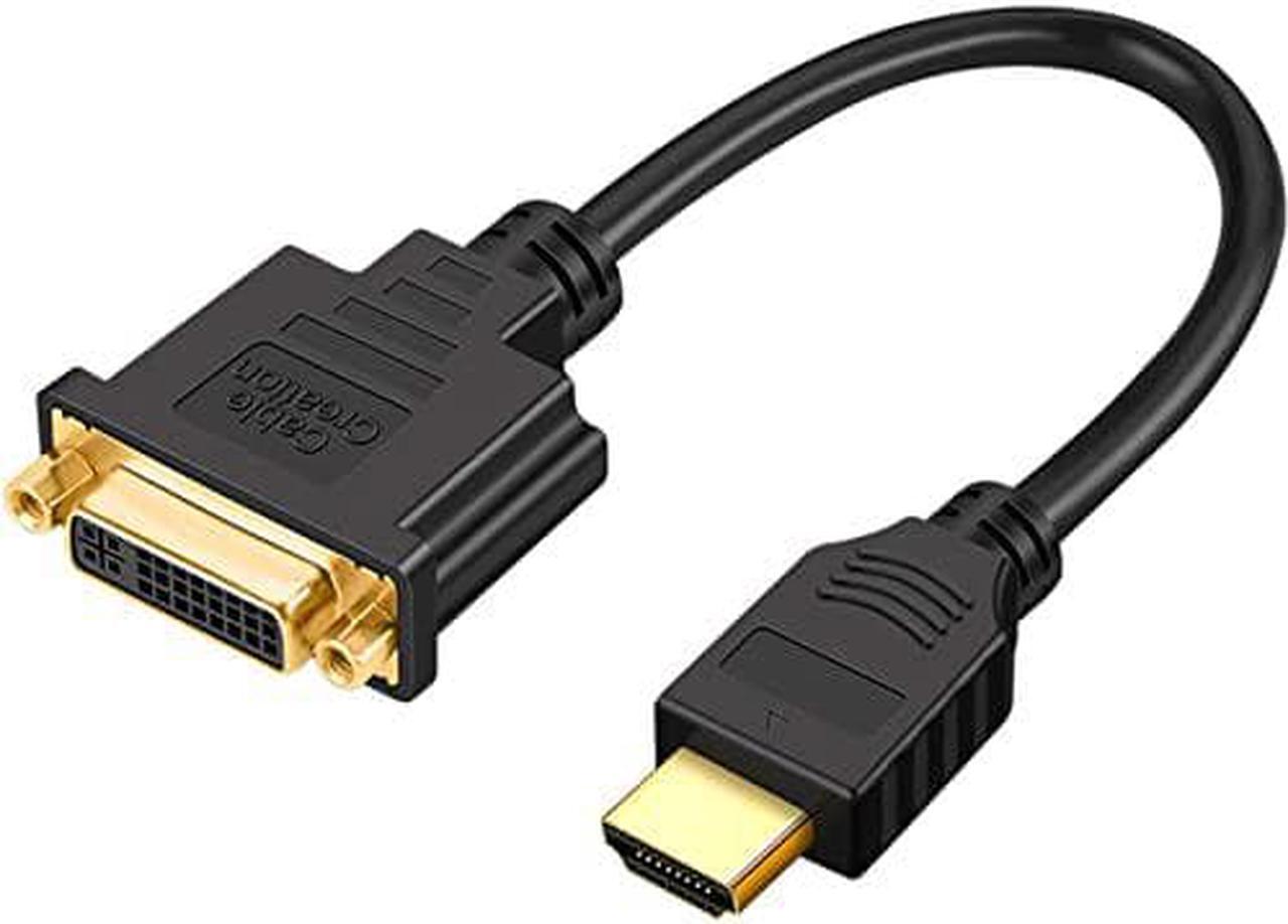 Main image of HDMI to DVI Short Cable 0.5ft, CableCreation Bi-Directional DVI-I (24+5) Female to HDMI 4K Male Adapter, 1080P DVI to HDMI Conveter, Compatible with PC,TV, TV Box, PS5, Blue-ray, Xbox,Switch